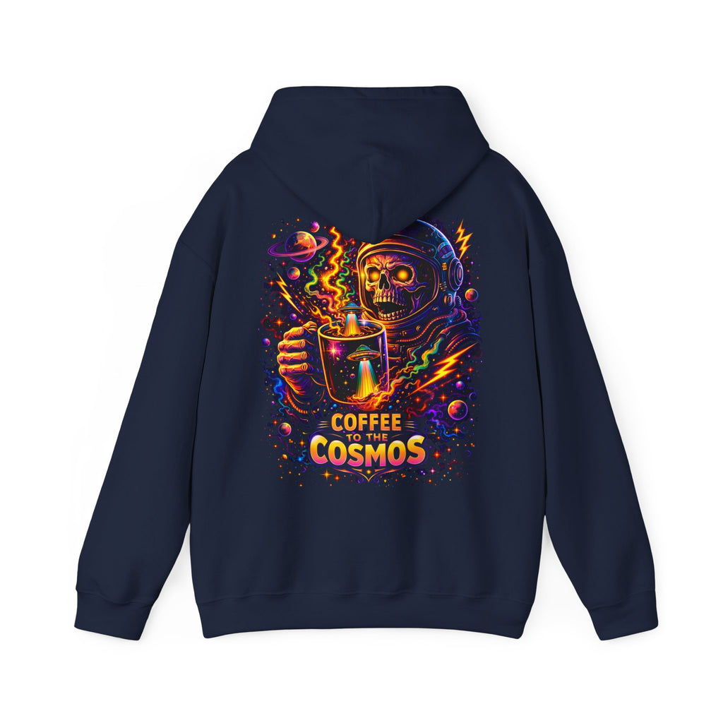 Cosmic Coffee Hoodie — "Coffee to the Cosmos" Astronaut Skull Graphic Hoodie Printify