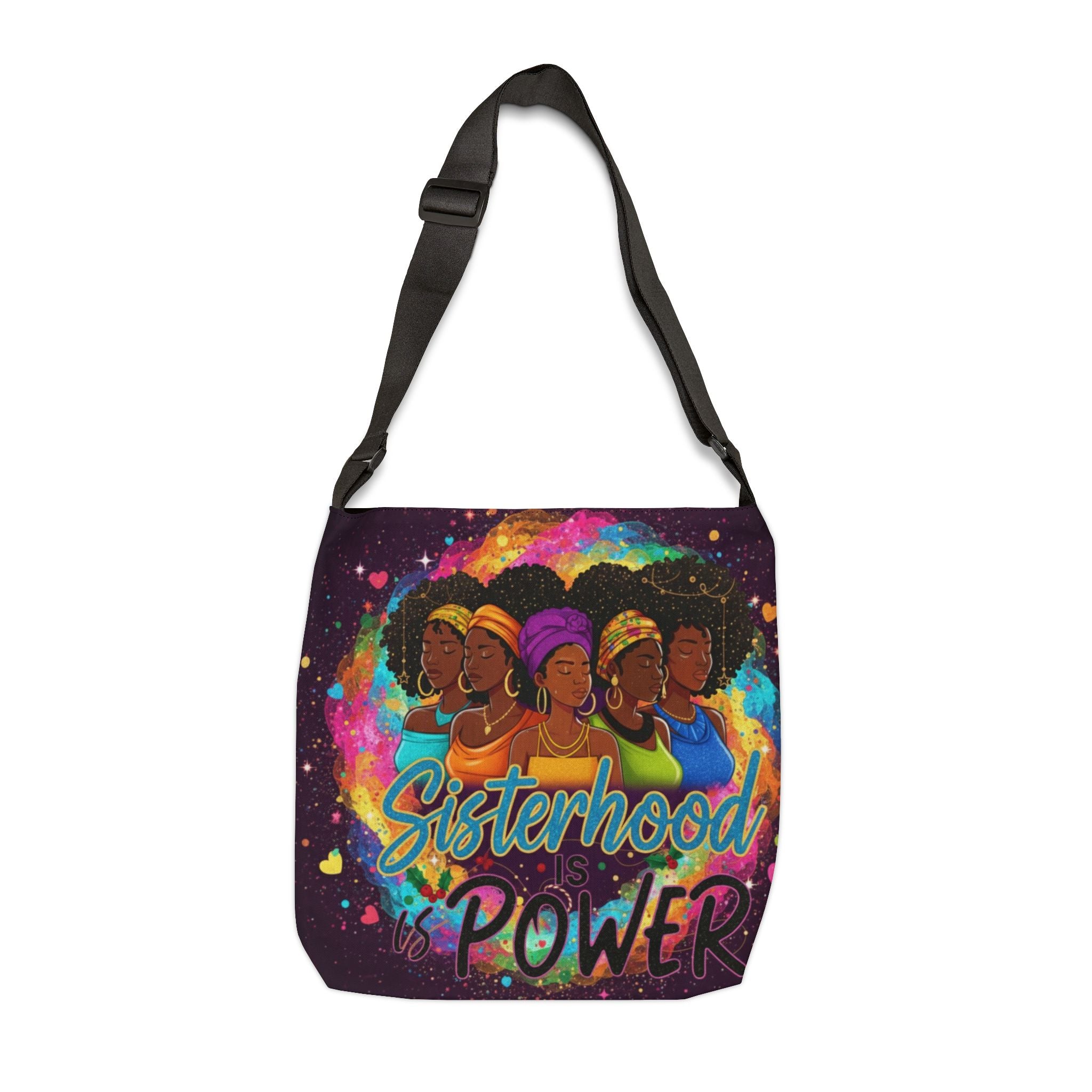 Sisterhood Power Adjustable Tote Bag – Vibrant Afrocentric Women’s Shoulder Bag