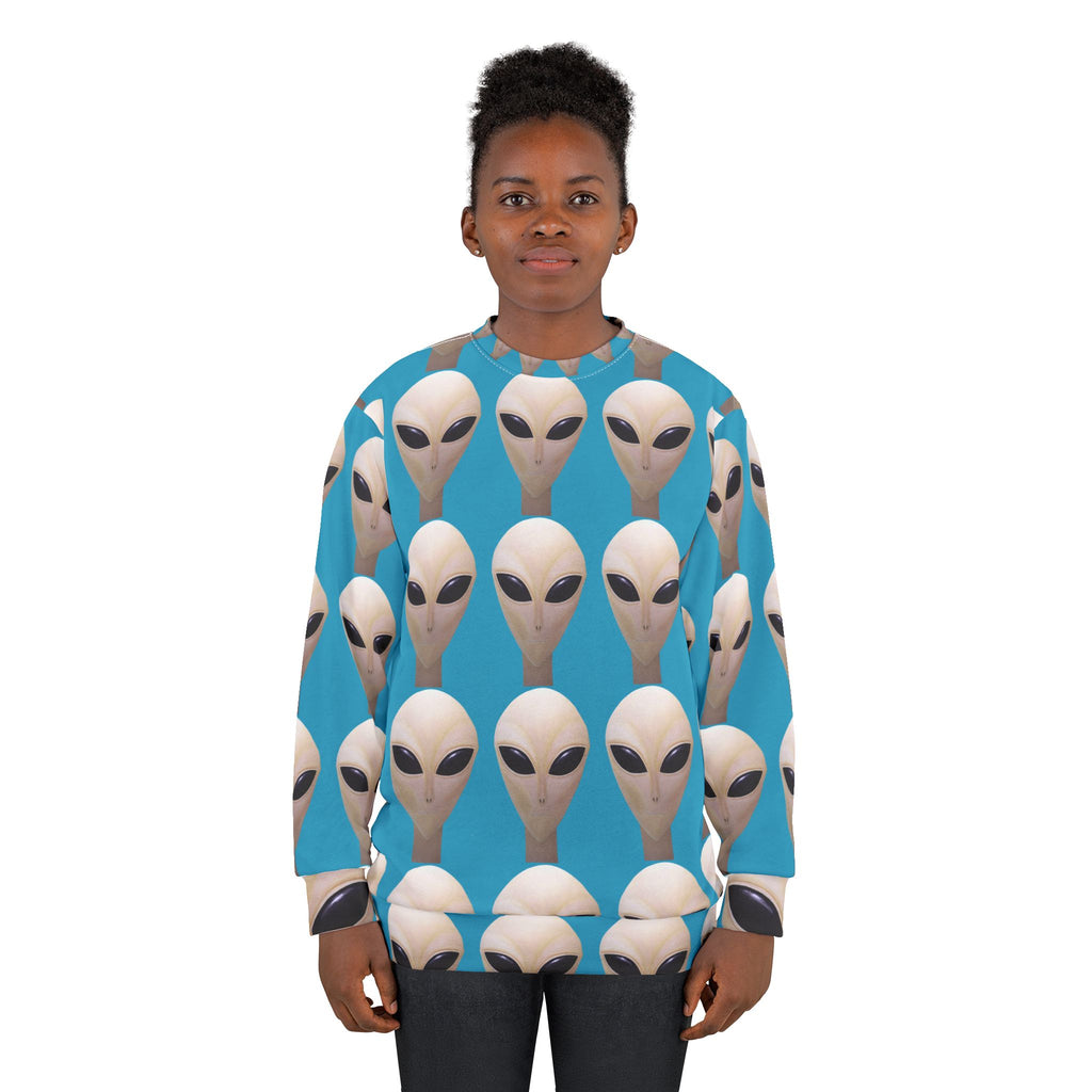Alien Face Sweatshirt — Retro Extraterrestrial Graphic Crewneck