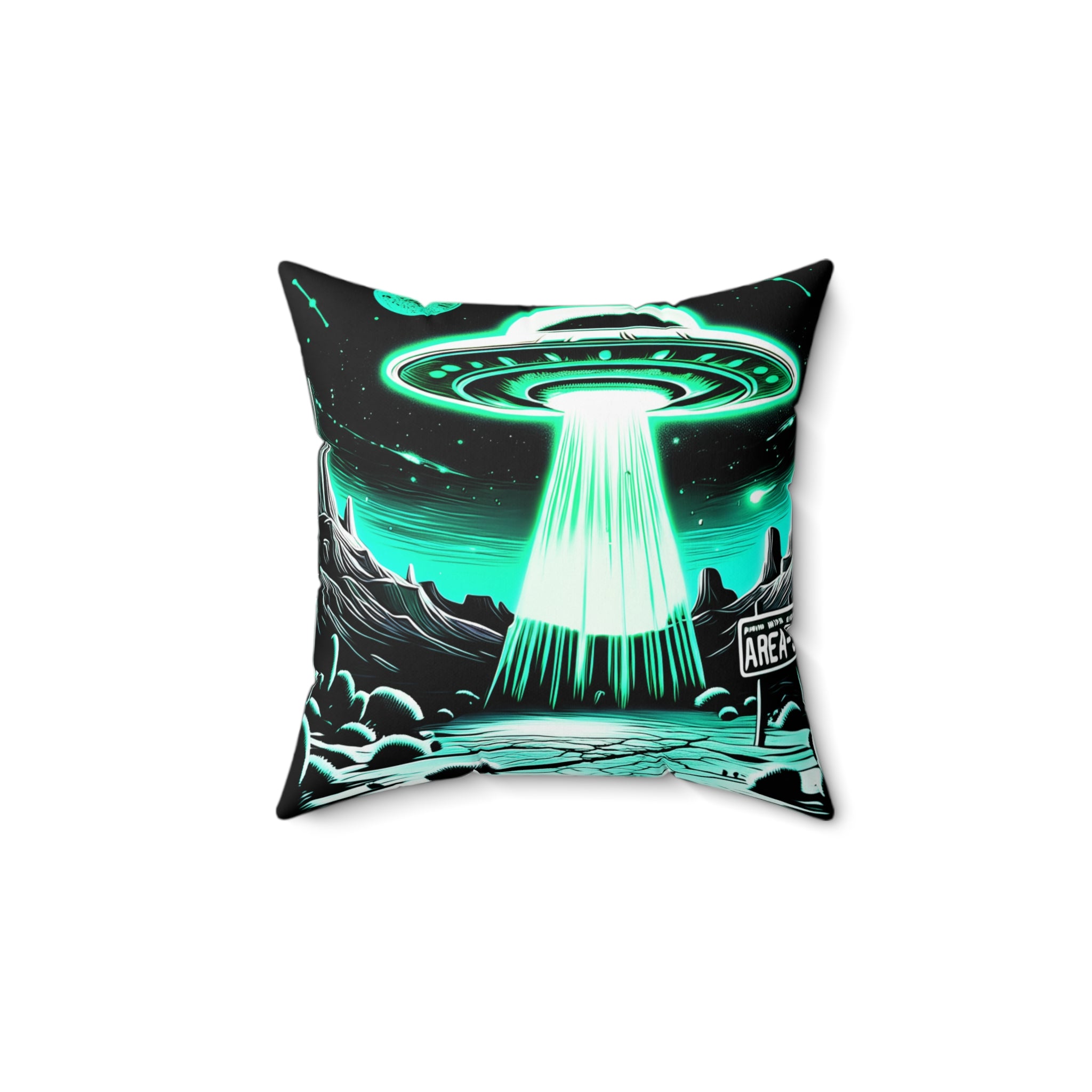 Alien UFO Throw Pillow, Sci-Fi Decor, Unique Home Accent, Gift for Space Enthusiasts, Modern Cosmic Cushion