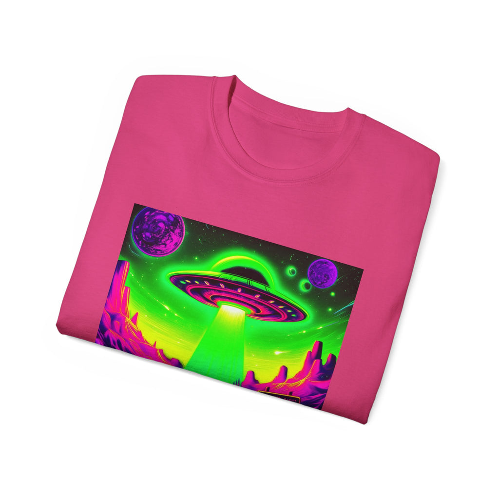 Cosmic Alien UFO Graphic T-Shirt | Neon Sci-Fi Streetwear Tee Printify