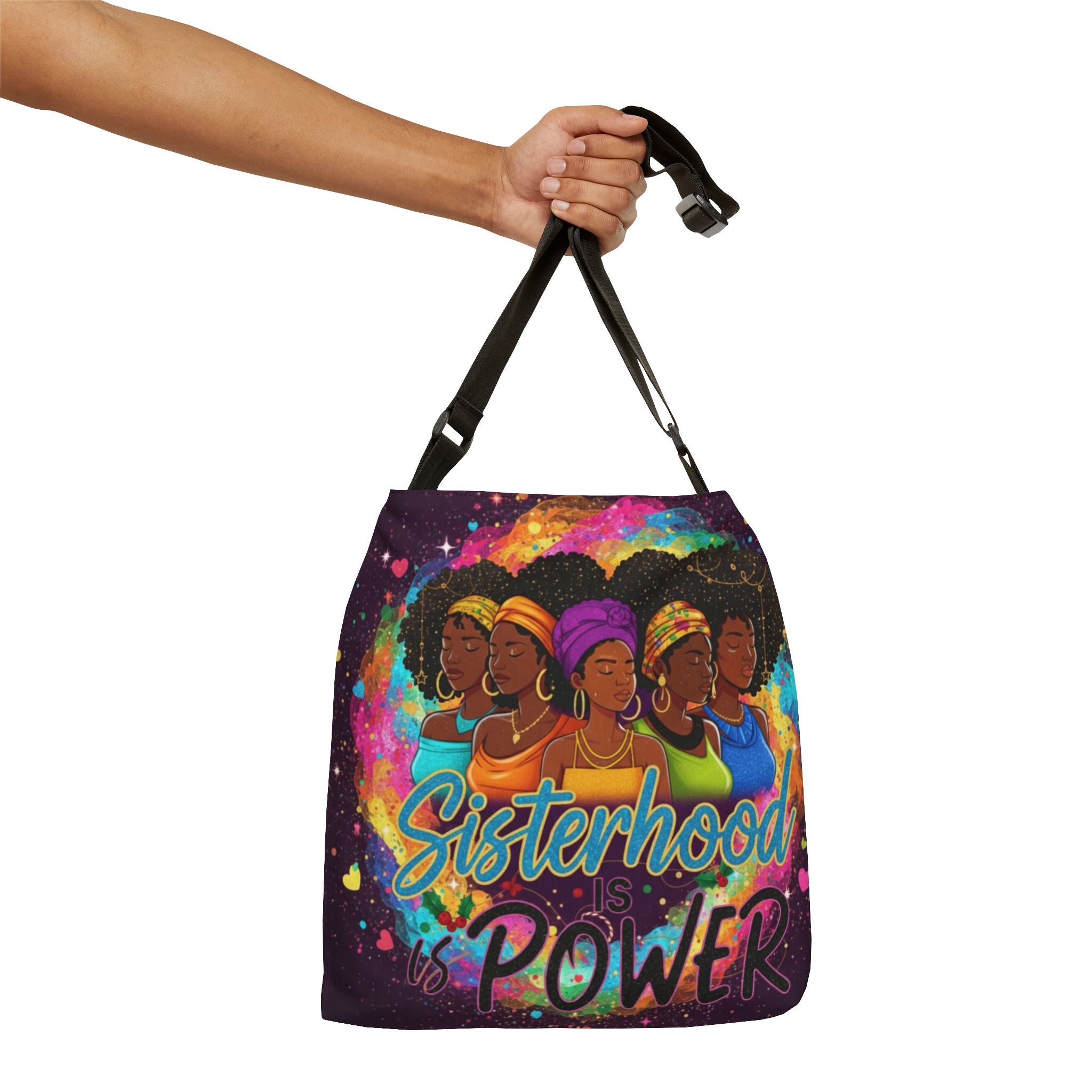 Sisterhood Power Adjustable Tote Bag – Vibrant Afrocentric Women’s Shoulder Bag