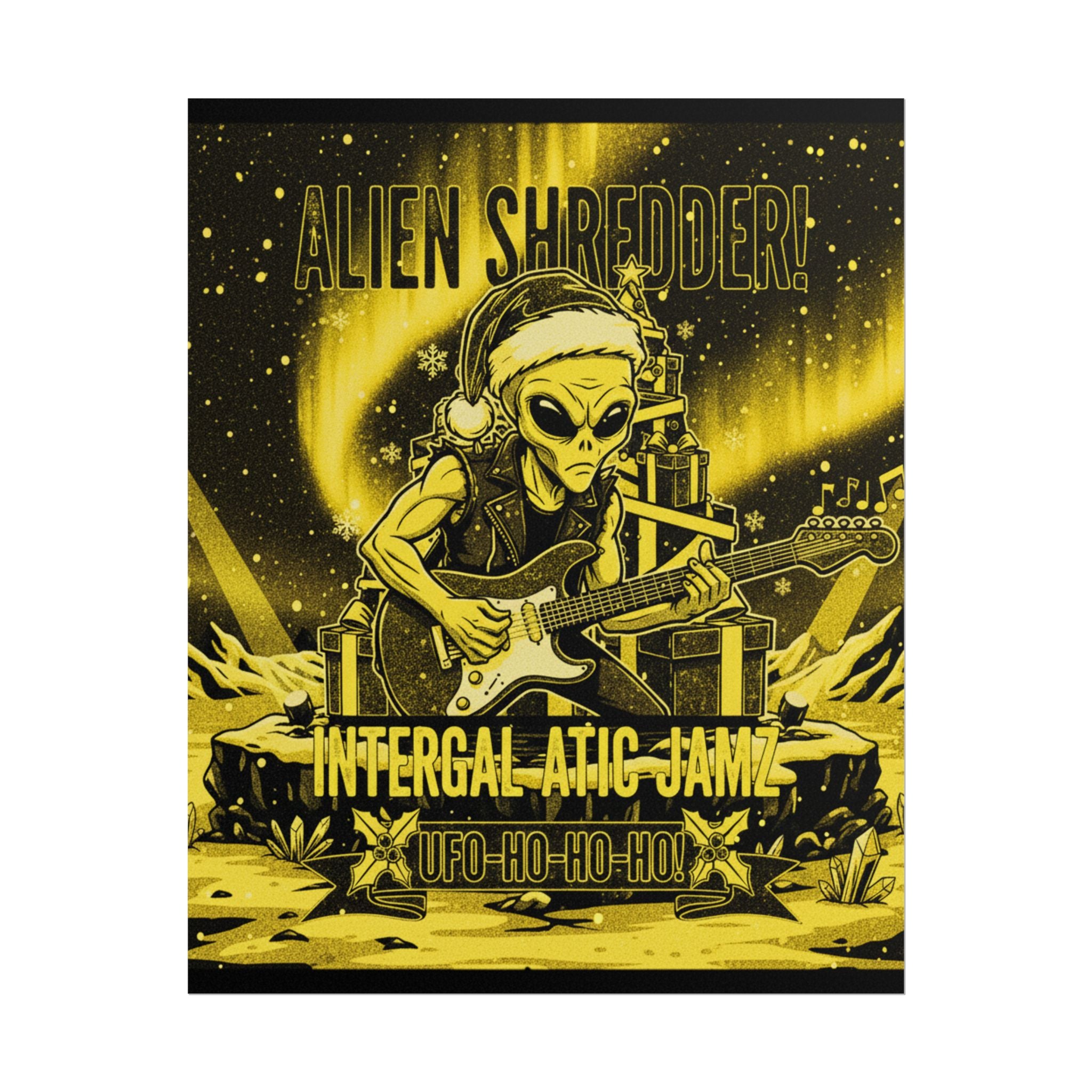 Alien Shredder Poster — 'Intergalactic Jamz' Retro Rock Music Print