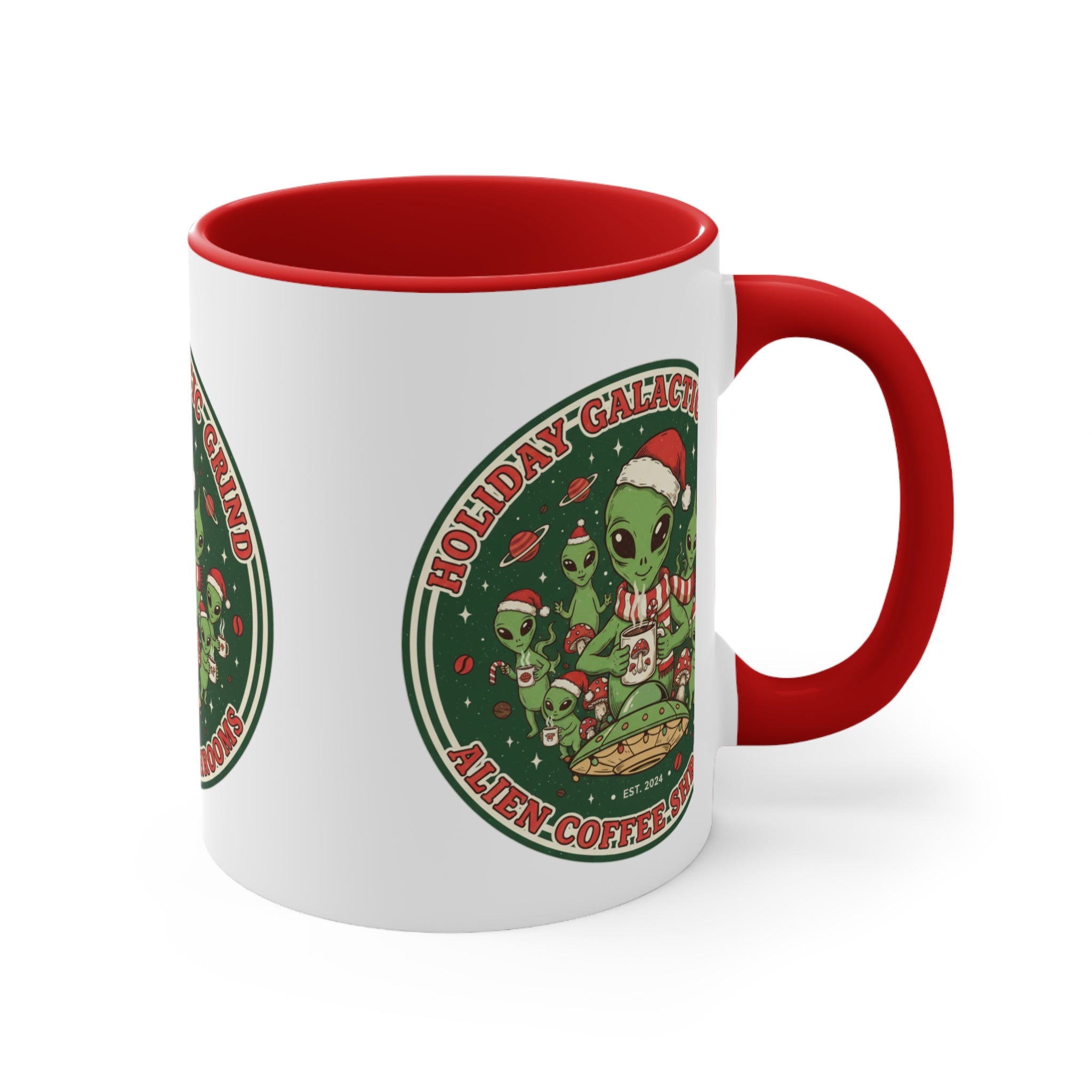 Holiday Galactic Grind Coffee Mug — Alien Coffee Shop Christmas Accent Mug☕️❄️