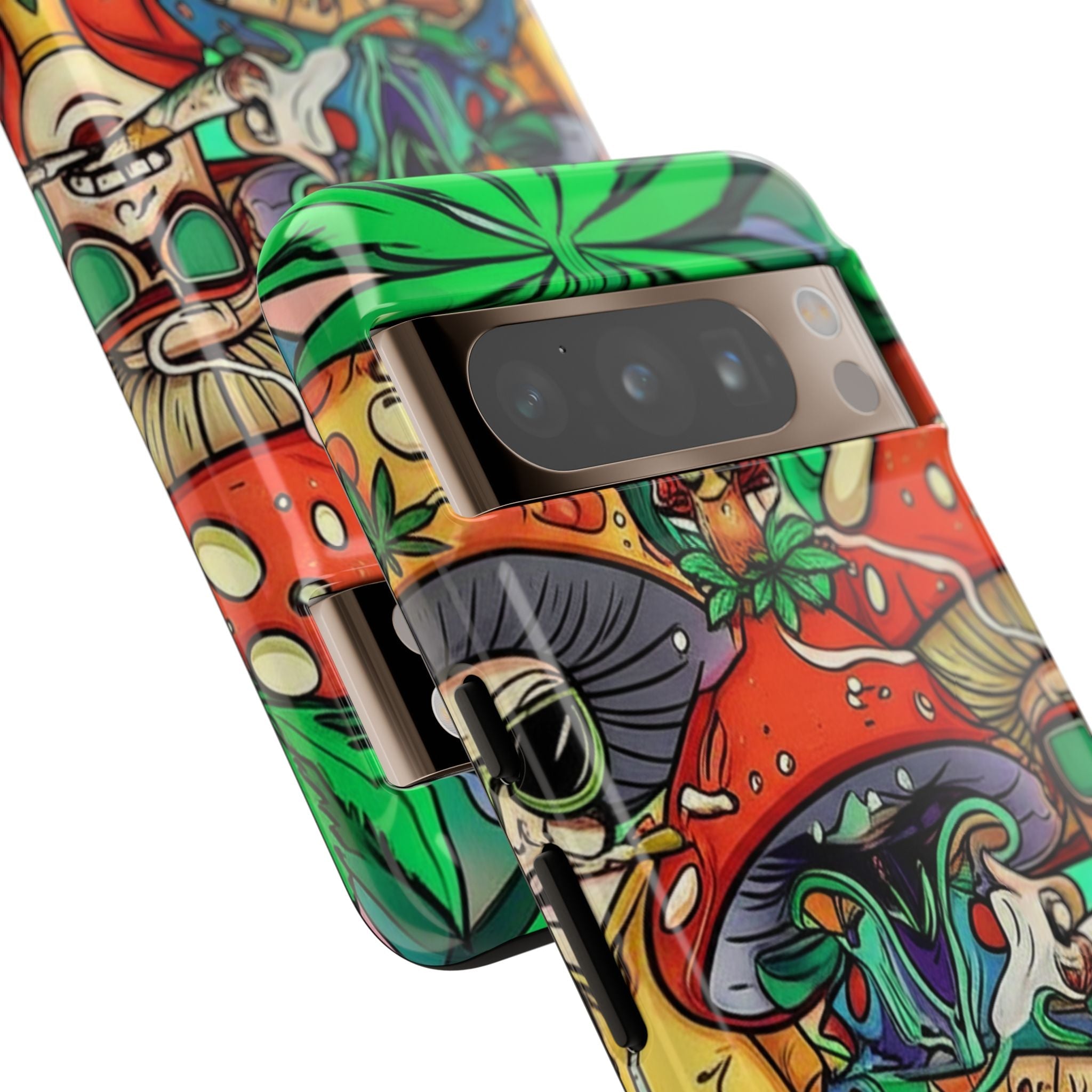 Vibrant Phone Case Featuring Funky Mushroom Art, Tough Cases, Trendy Accessories, Unique Gifts, Eclectic Style, Phone Protection Printify