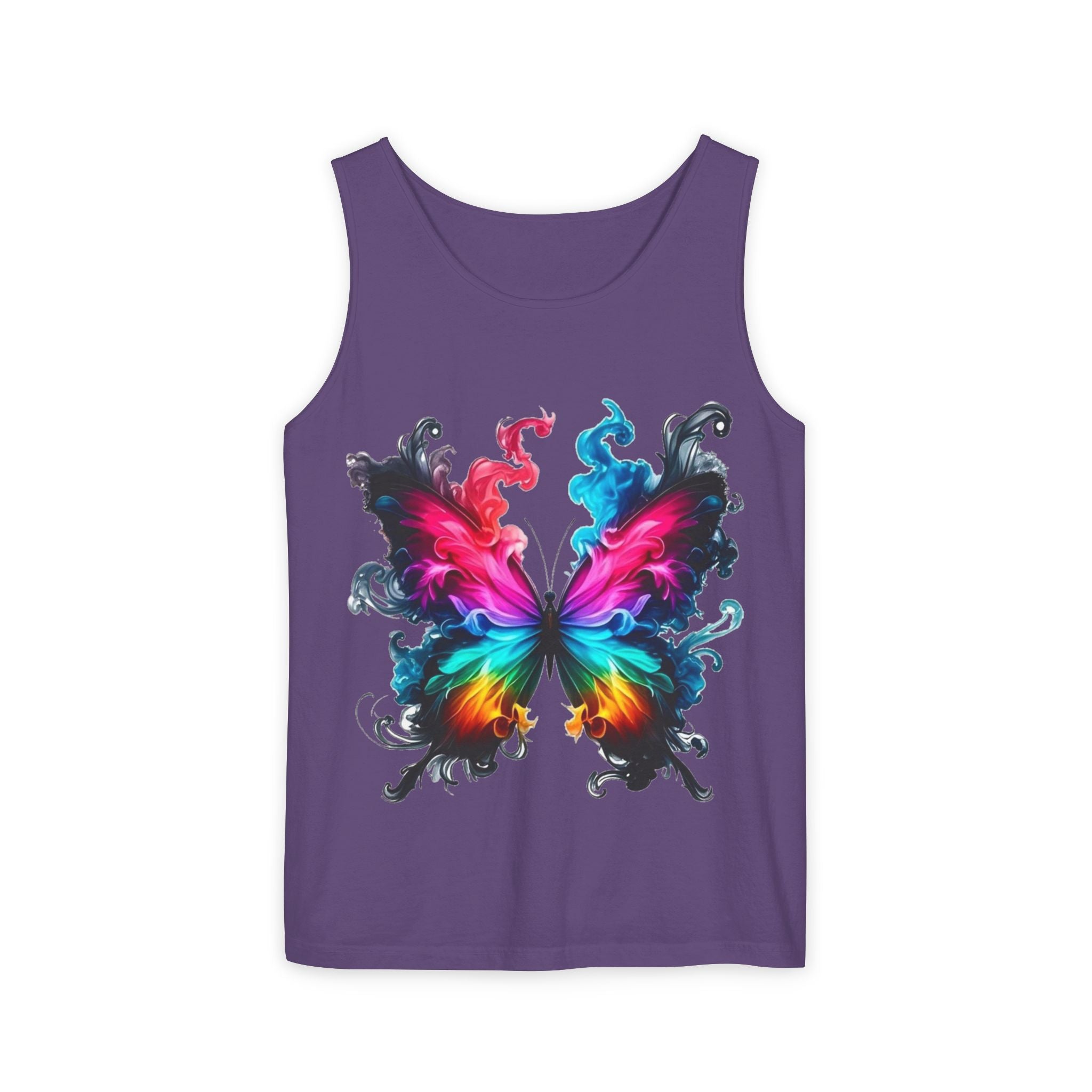 Vibrant Butterfly Design Unisex Tank Top | Colorful Summer Sleeveless Shirt, Gift for Nature Lovers, Festival Wear, Eco-Friendly Fashion Printify