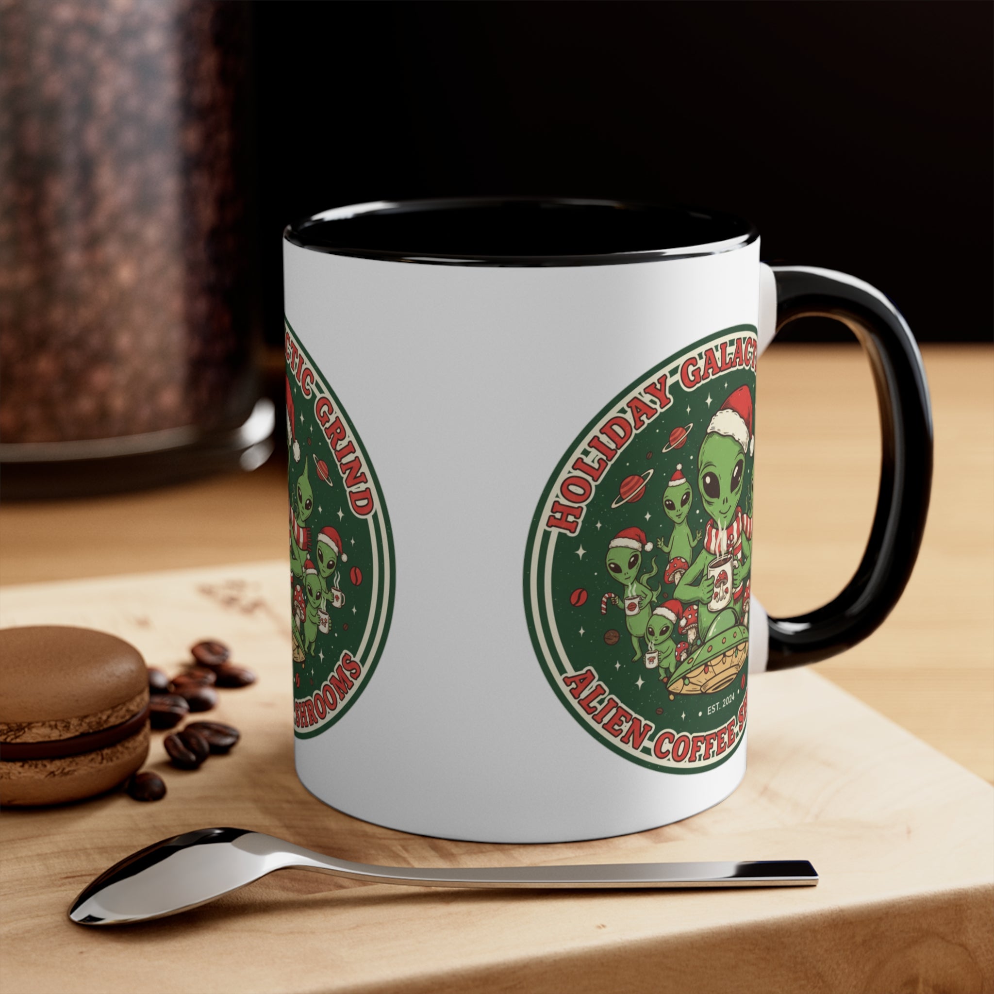 Holiday Galactic Grind Coffee Mug — Alien Coffee Shop Christmas Accent Mug☕️❄️