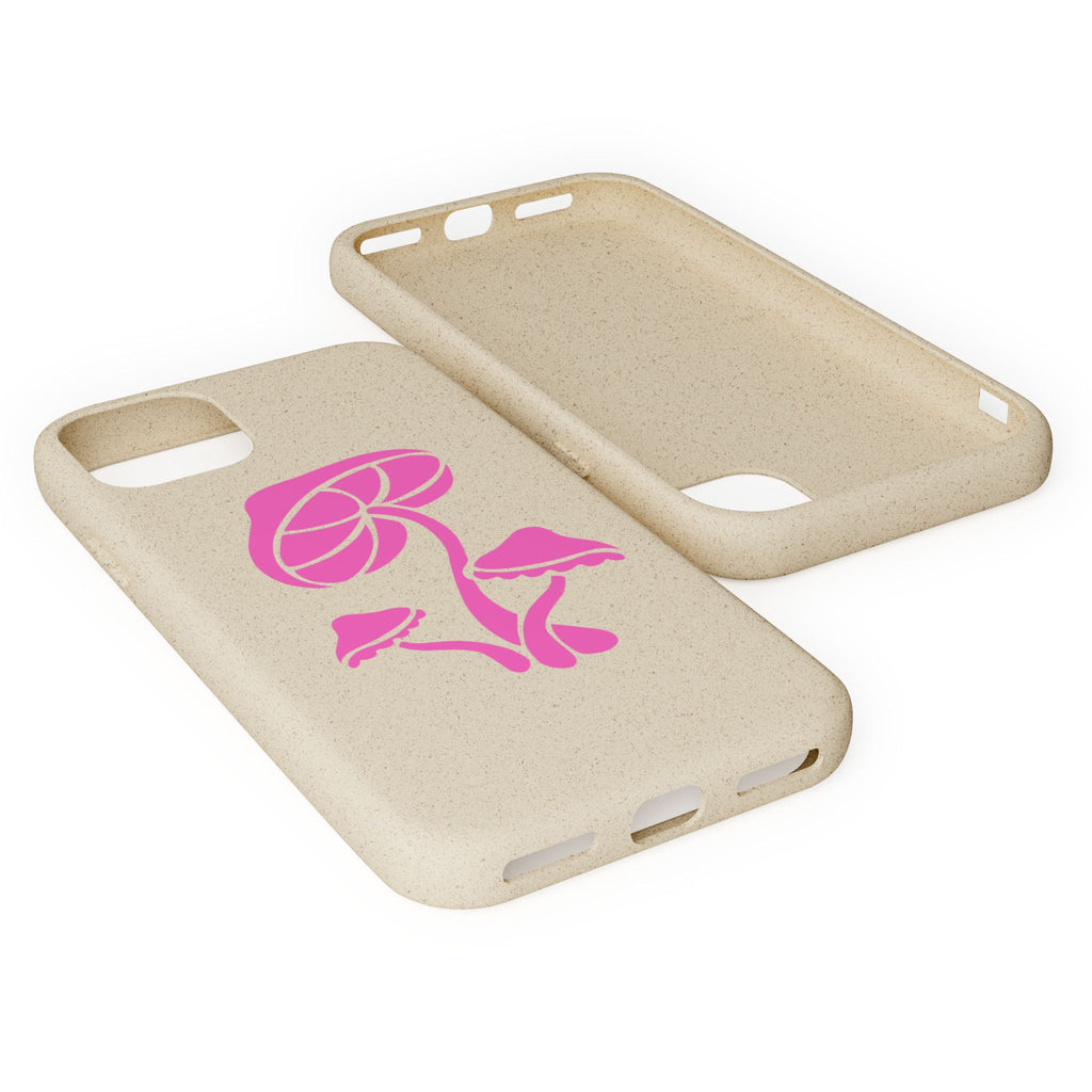 Eco-Friendly Phone Case with Pink Mushroom Design, Biodegradable Phone Cover, Sustainable Gift for Nature Lovers, Earth Day Gift, Cute Phone