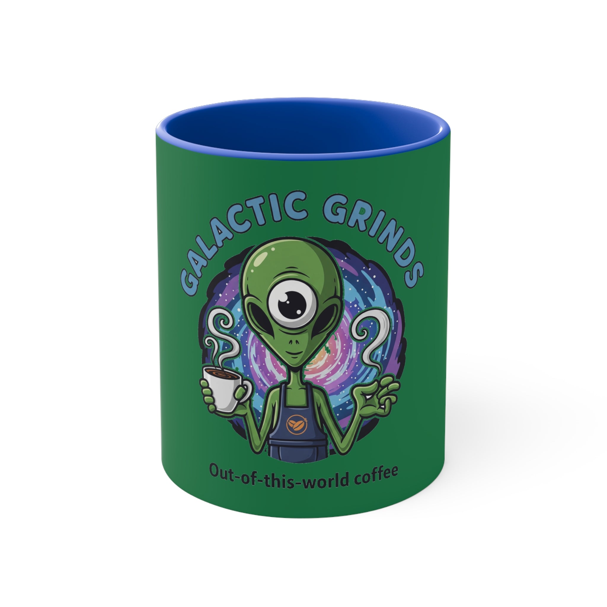 Galactic Grinds Alien Accent Mug - Fun Coffee Mug, Space Lover Gift, Unique Kitchen Decor, Whimsical Alien Design, Out-of-this-world Coffee☕️