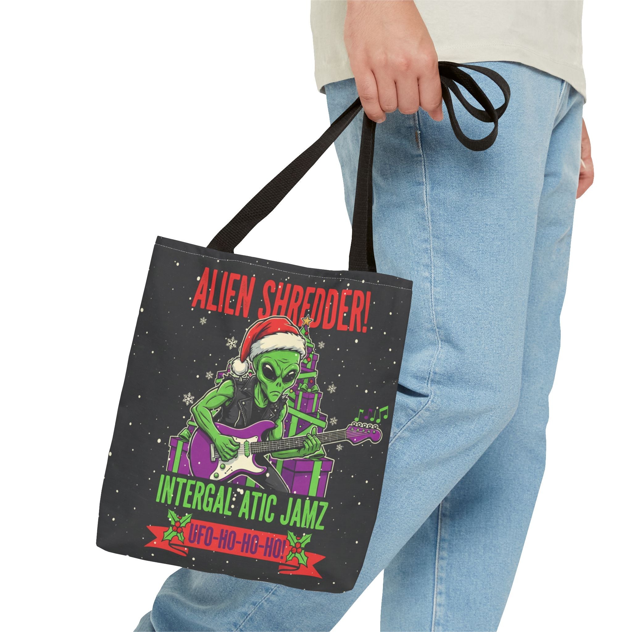 Alien Shredder Tote Bag — Intergalactic Jamz Christmas Guitar Gift