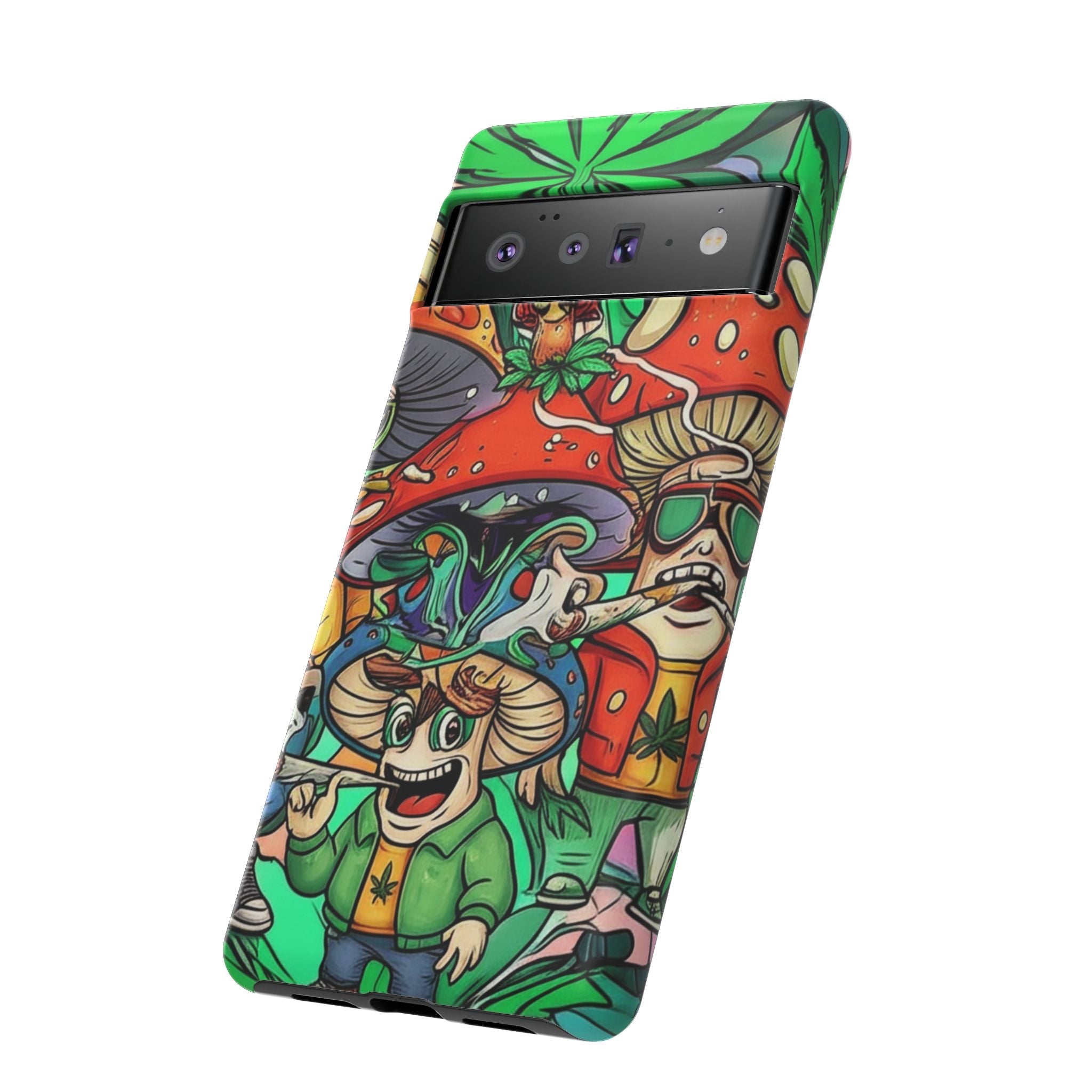Vibrant Phone Case Featuring Funky Mushroom Art, Tough Cases, Trendy Accessories, Unique Gifts, Eclectic Style, Phone Protection Printify
