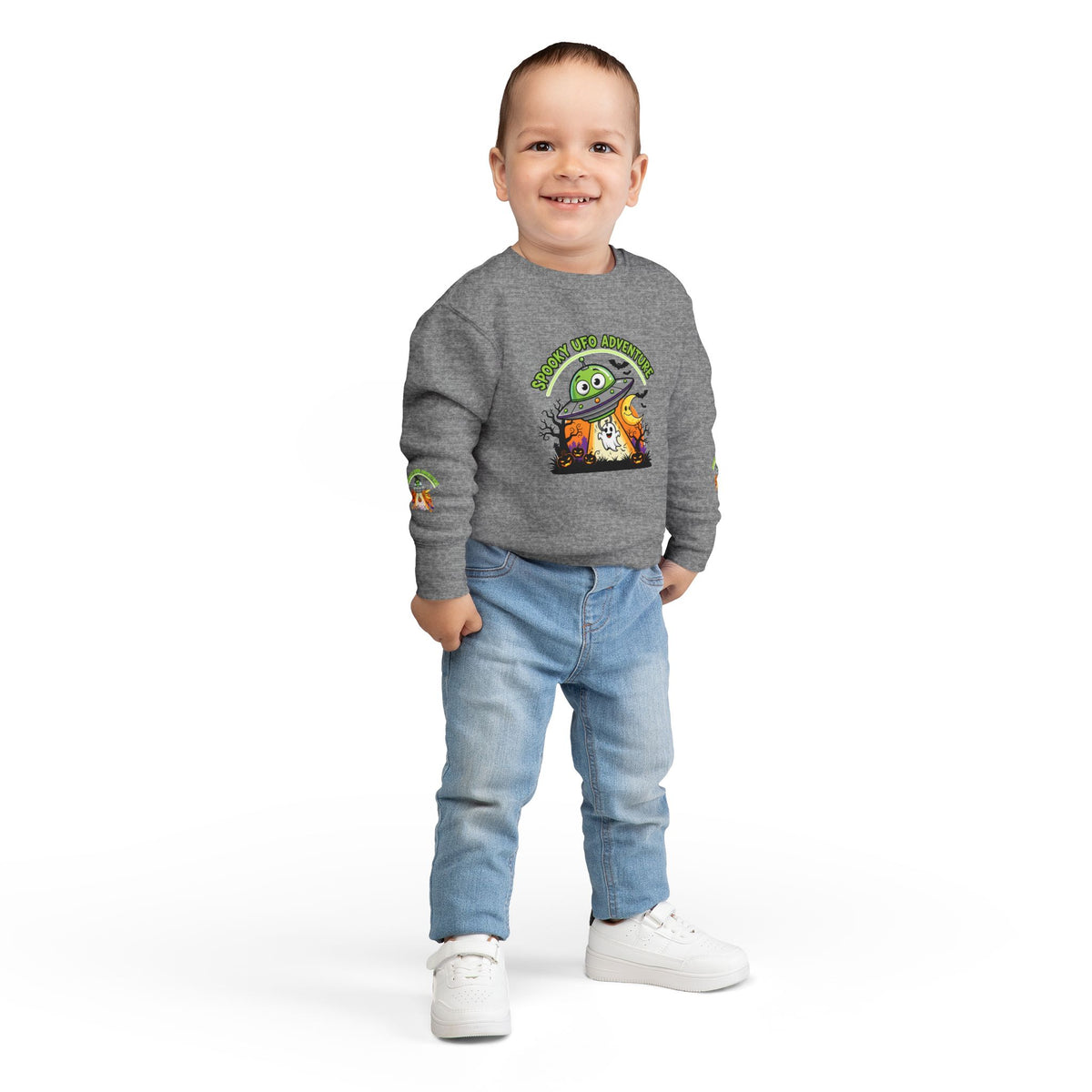 Spooky Alien Adventure Toddler Sweatshirt | Halloween Costume, Kids' Sweatshirt, Fun Apparel, Trick or Treat, Toddler Outfit