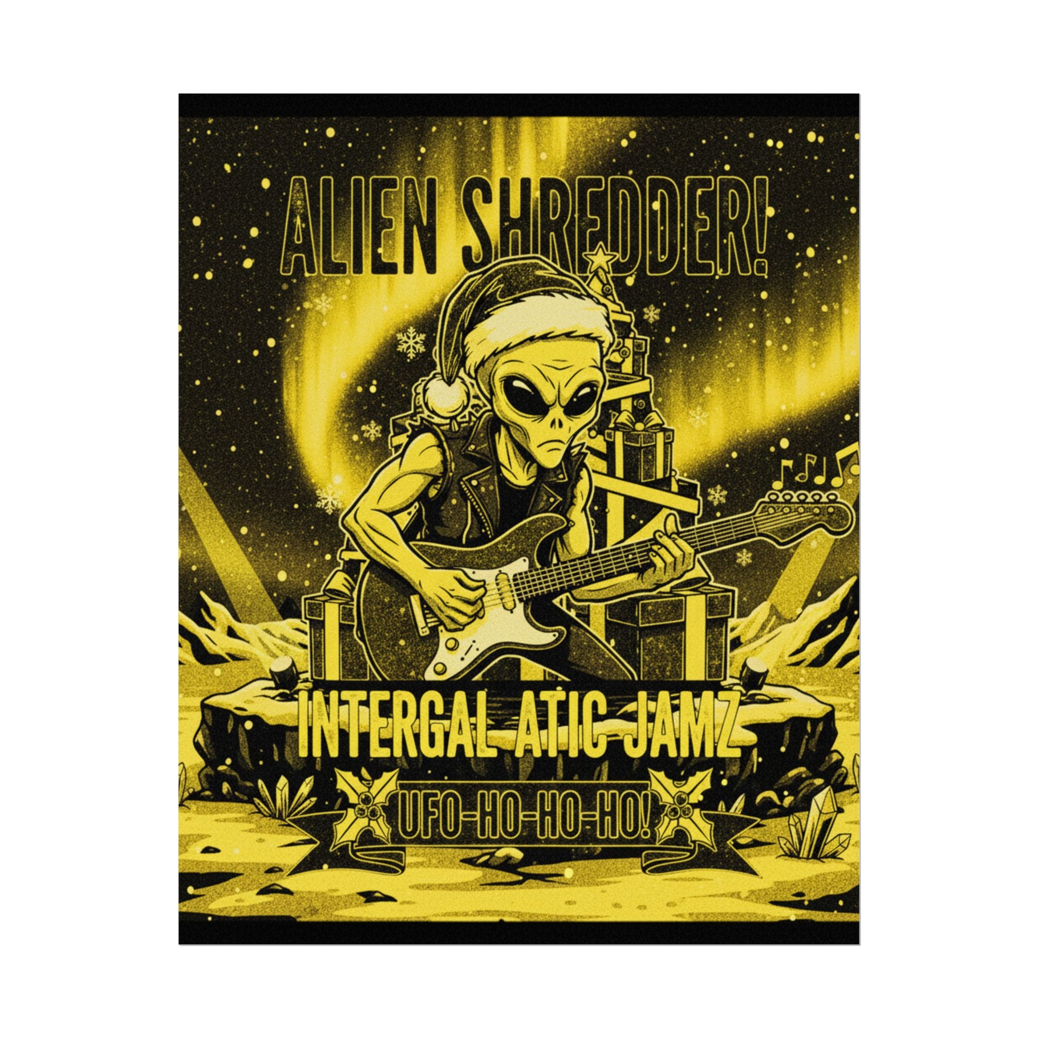 Alien Shredder Poster — 'Intergalactic Jamz' Retro Rock Music Print