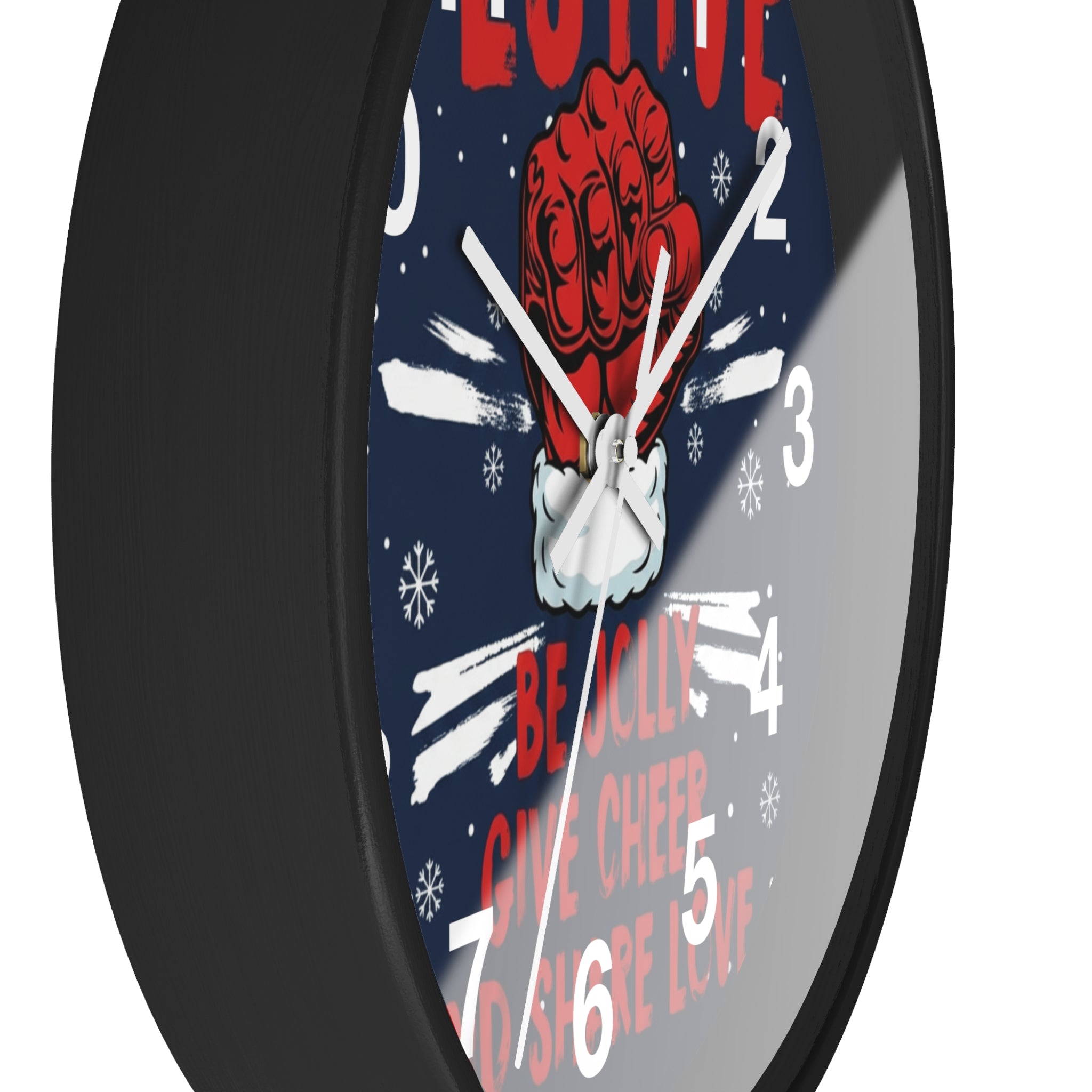 Festive Holiday Wall Clock — "Be Jolly, Give Cheer and Share Love"