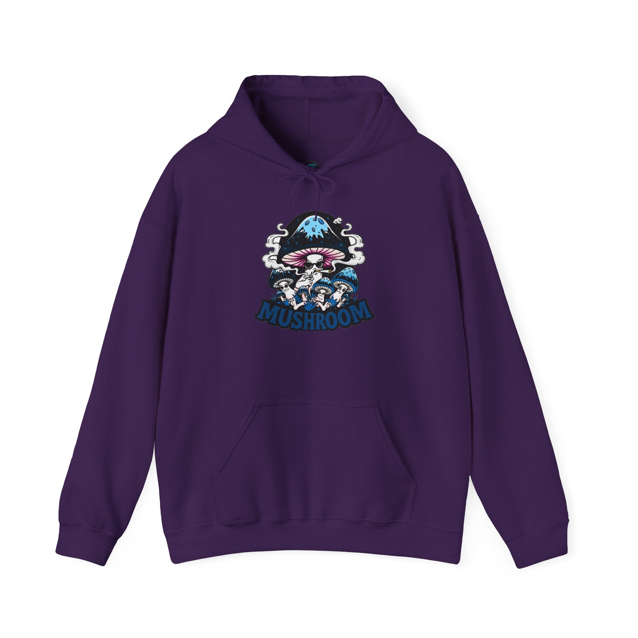Blue Mushroom Hoodie — Mystical Fungi Graphic Sweatshirt