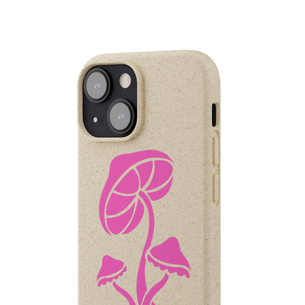 Eco-Friendly Phone Case with Pink Mushroom Design, Biodegradable Phone Cover, Sustainable Gift for Nature Lovers, Earth Day Gift, Cute Phone