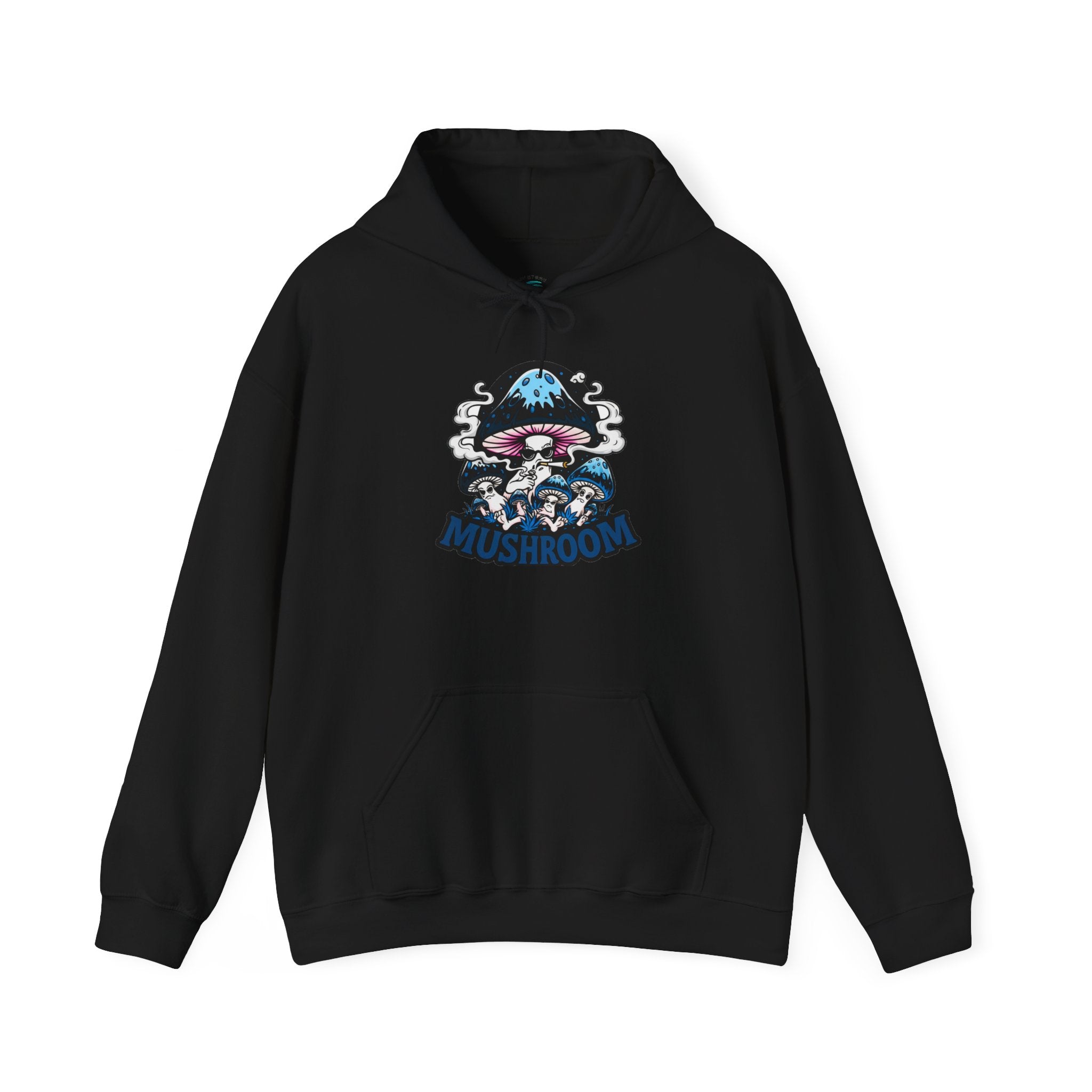 Blue Mushroom Hoodie — Mystical Fungi Graphic Sweatshirt