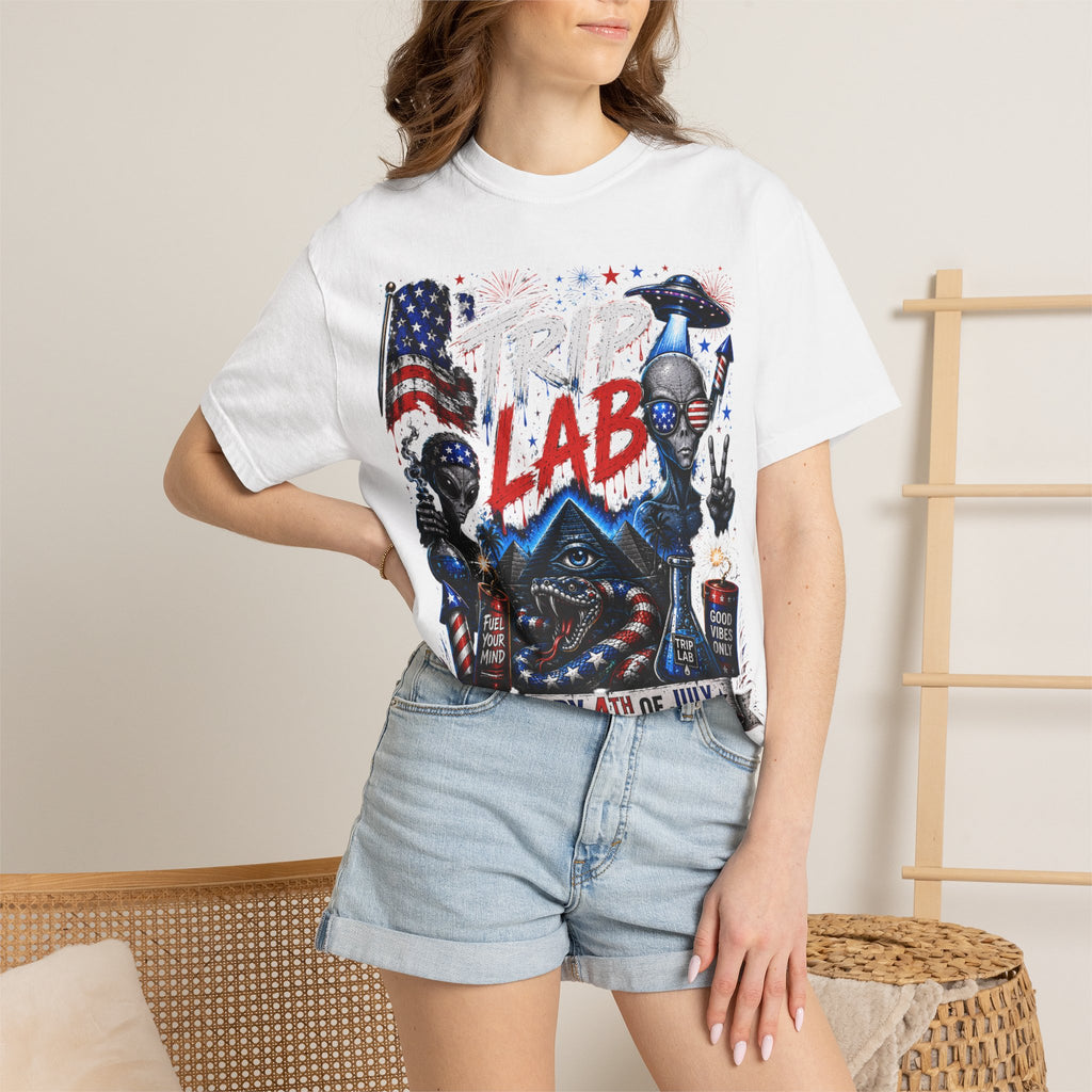 4th of July Alien BBQ T-Shirt — Trip Lab Patriotic Graphic Tee