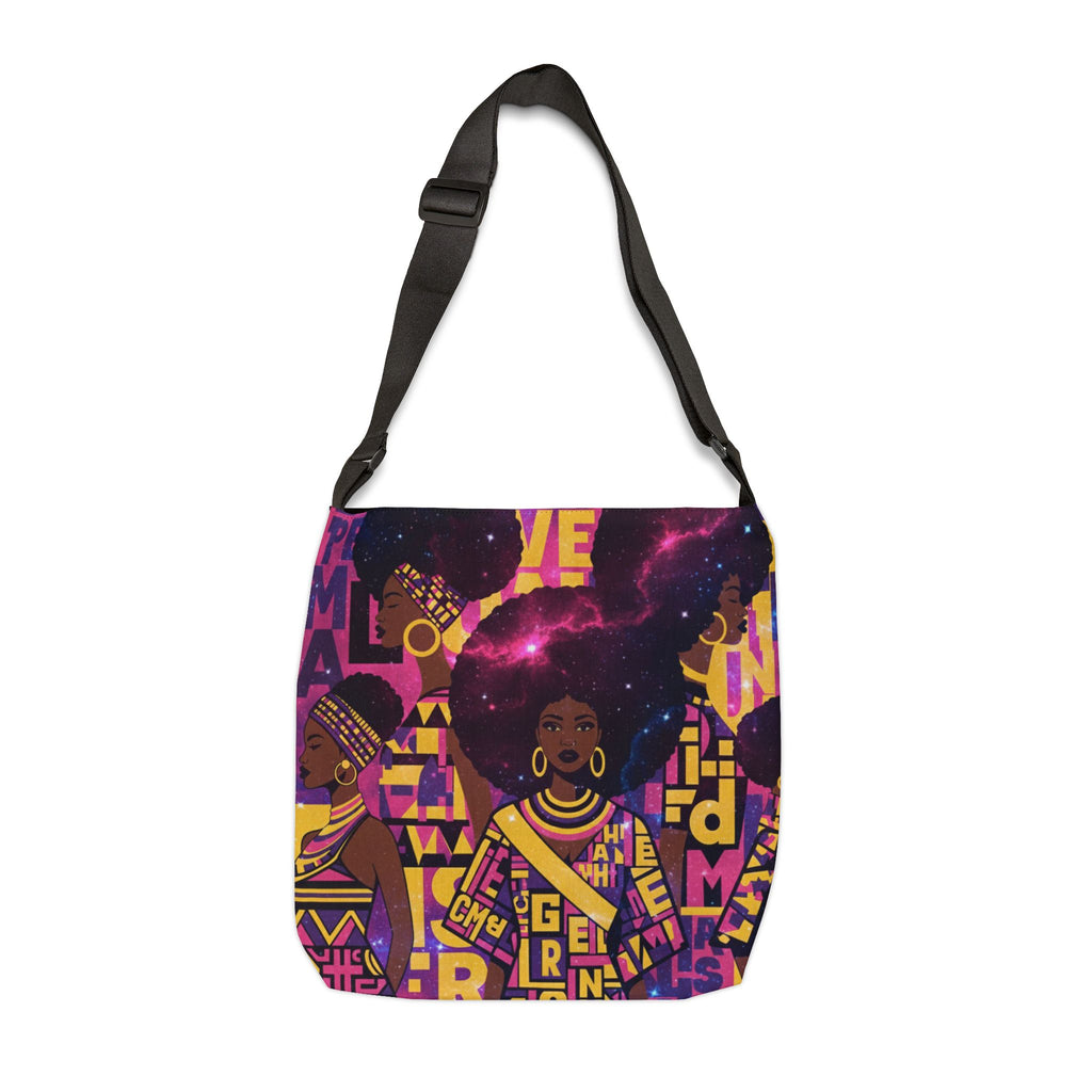 Afro Galaxy Art Adjustable Tote — Bold Afrocentric Pattern Shoulder Bag