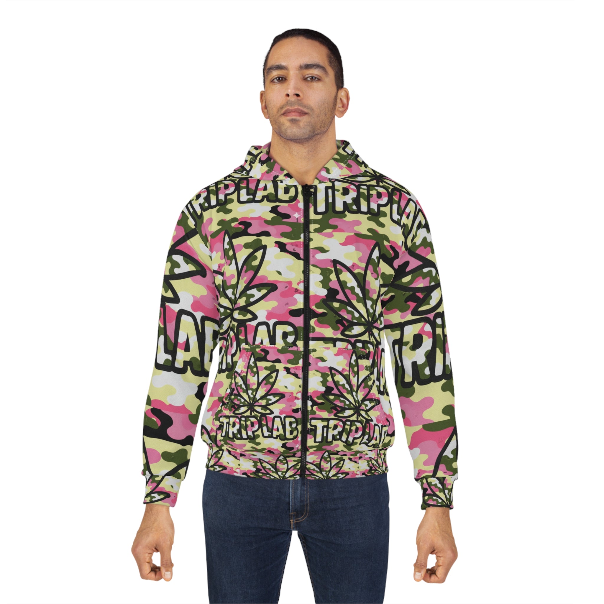 Pink Camouflage Zip Hoodie