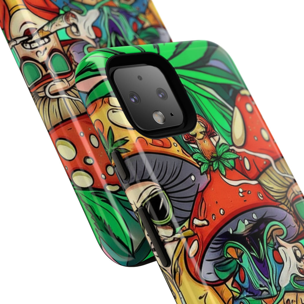 Vibrant Phone Case Featuring Funky Mushroom Art, Tough Cases, Trendy Accessories, Unique Gifts, Eclectic Style, Phone Protection Printify