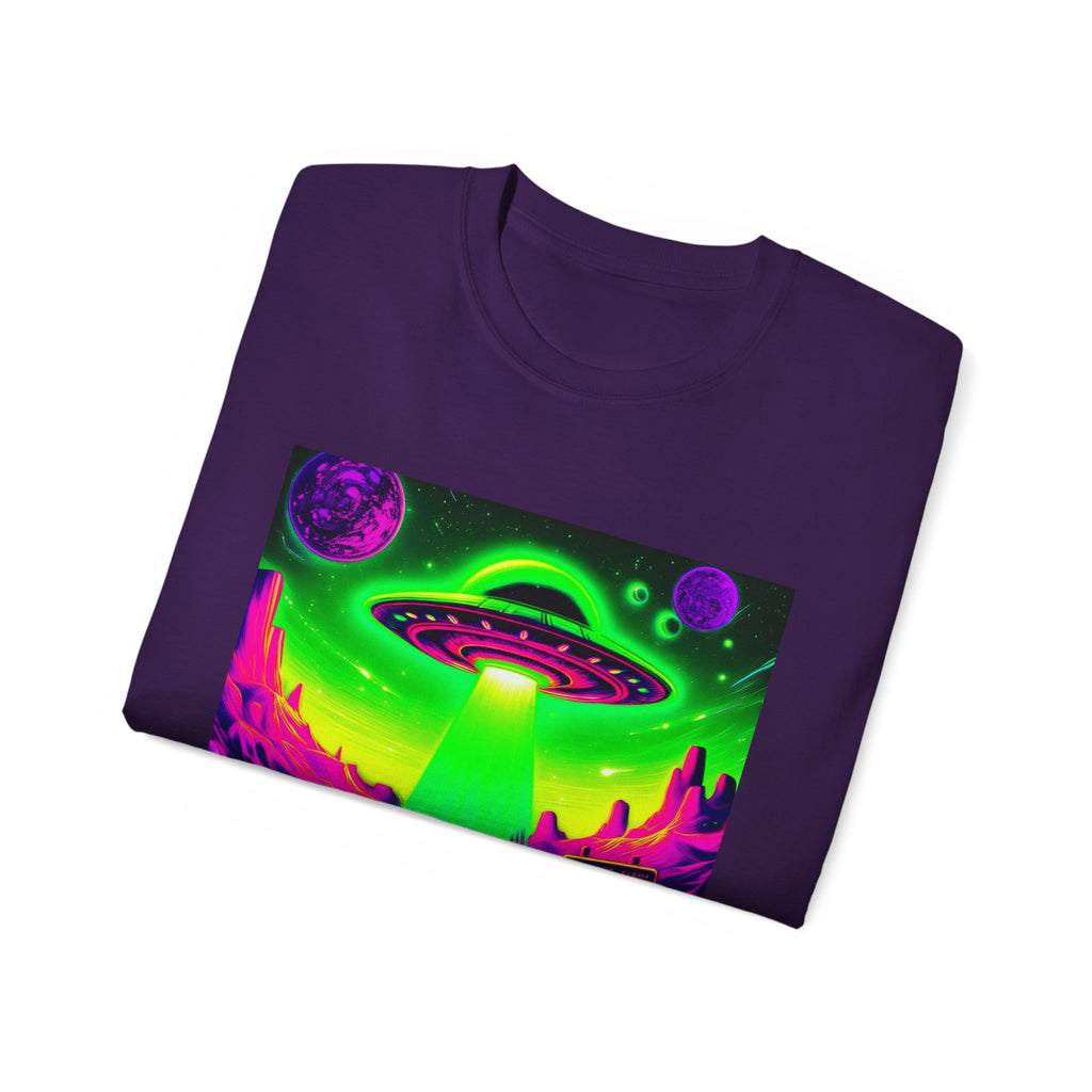 Cosmic Alien UFO Graphic T-Shirt | Neon Sci-Fi Streetwear Tee Printify