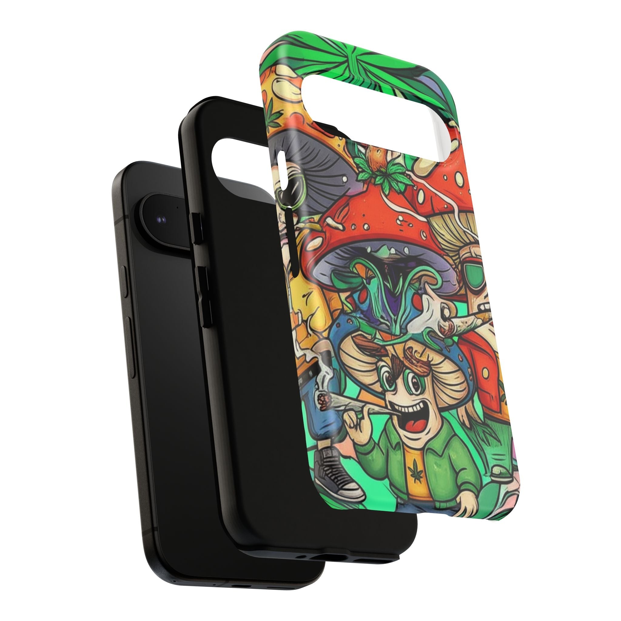Vibrant Phone Case Featuring Funky Mushroom Art, Tough Cases, Trendy Accessories, Unique Gifts, Eclectic Style, Phone Protection Printify