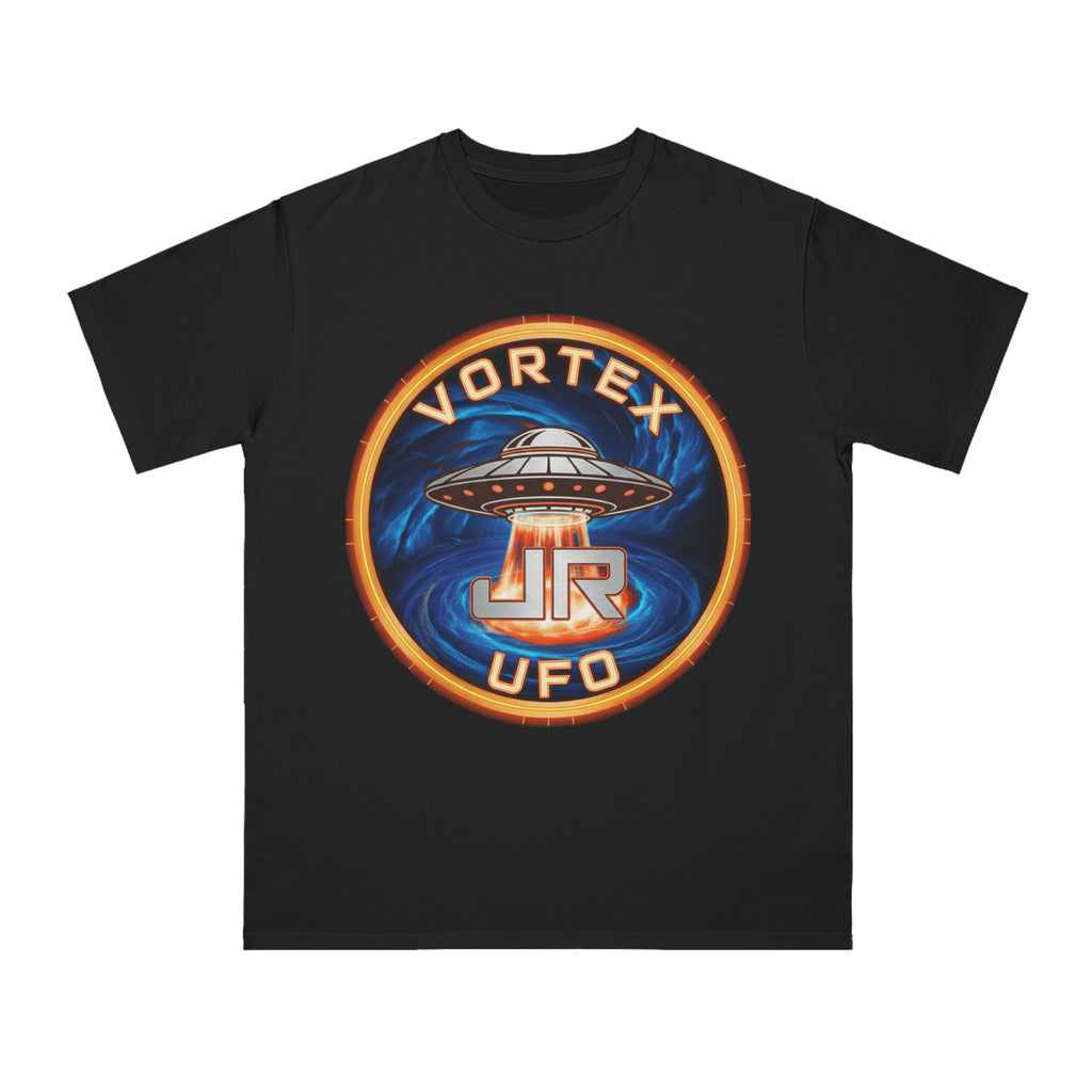 Vortex UFO JR Patch T‑Shirt — Retro UFO Badge Graphic Tee Printify