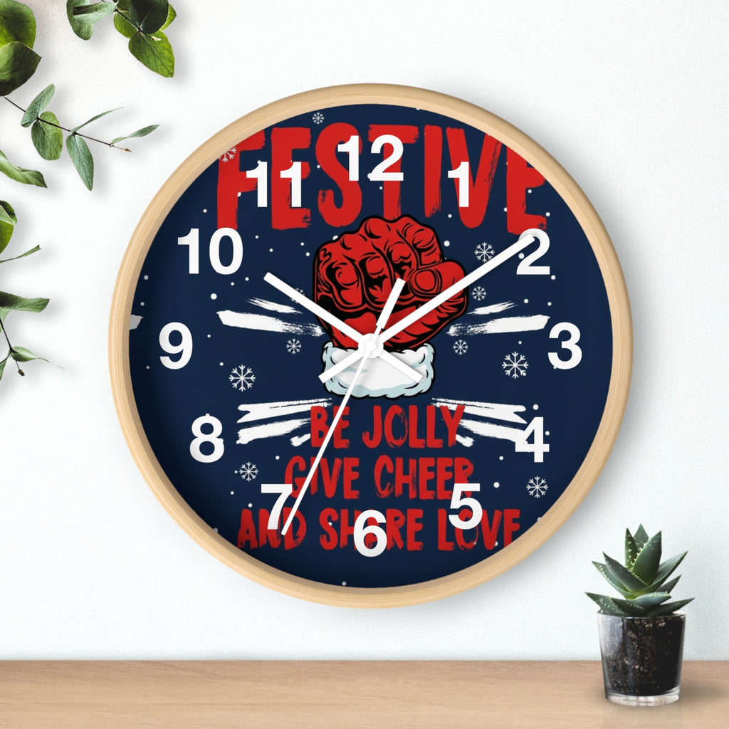 Festive Holiday Wall Clock — "Be Jolly, Give Cheer and Share Love"