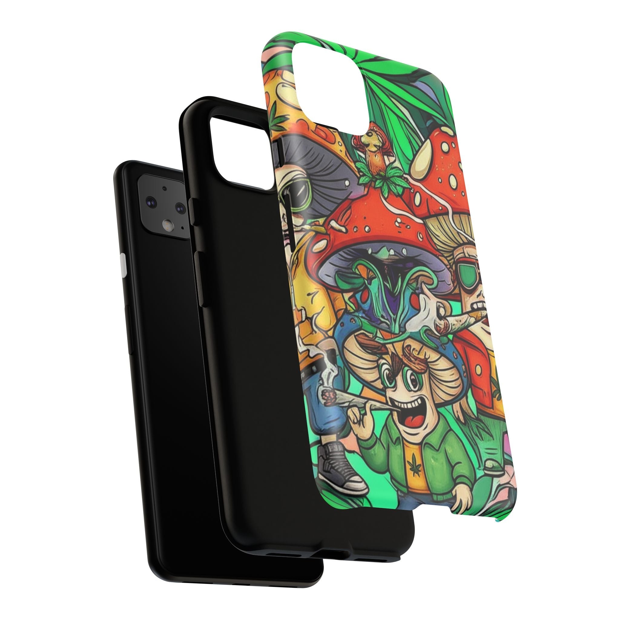 Vibrant Phone Case Featuring Funky Mushroom Art, Tough Cases, Trendy Accessories, Unique Gifts, Eclectic Style, Phone Protection Printify
