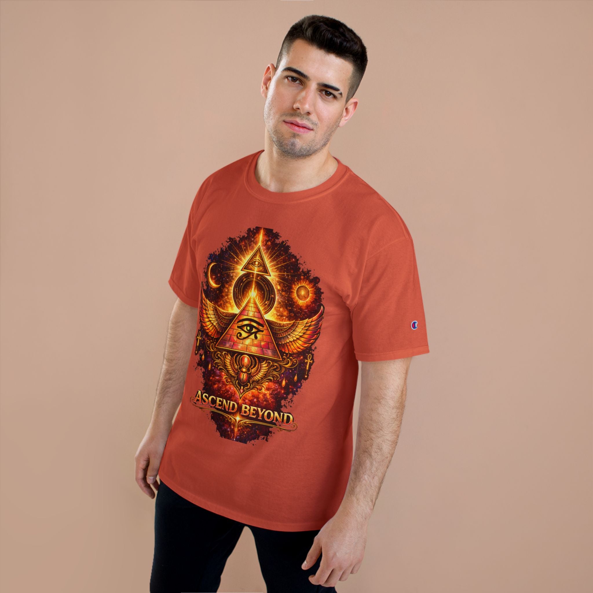 Ascend Beyond Graphic T-Shirt — Egyptian Eye Pyramid Spiritual Tee Printify