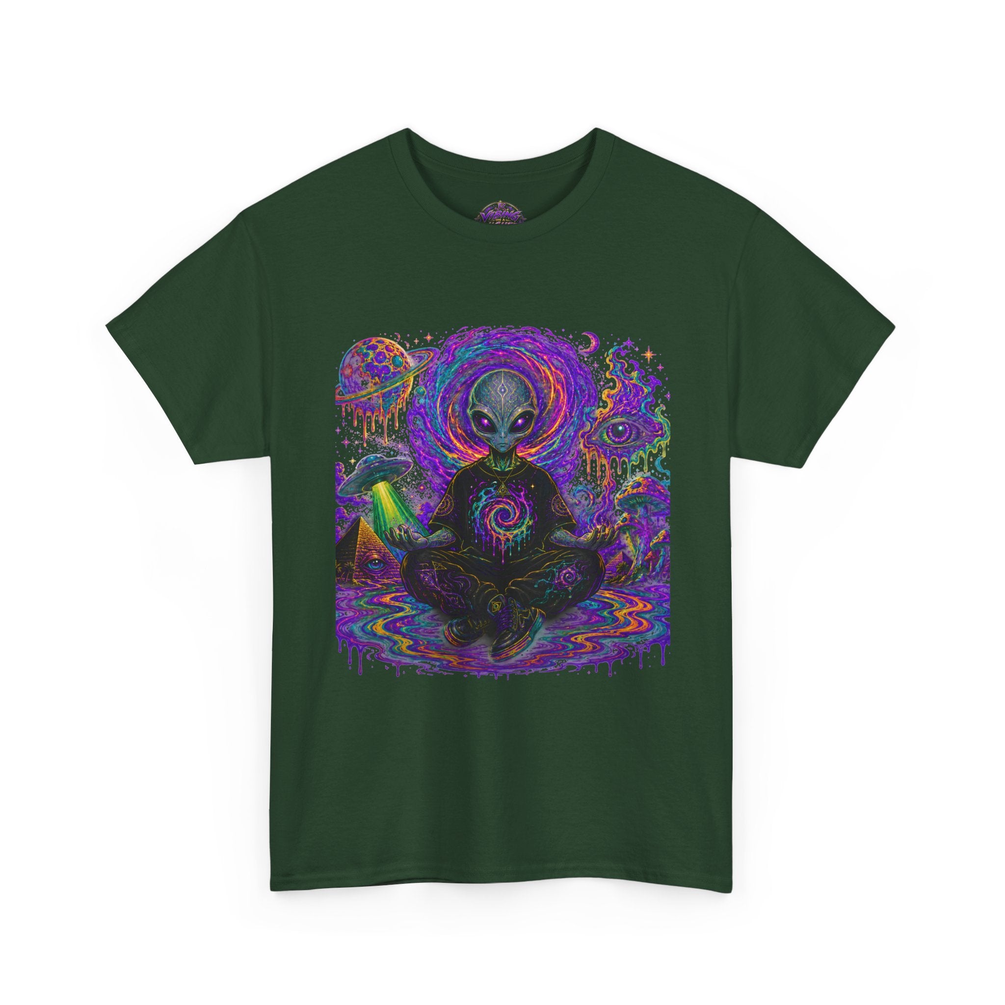 Alien Meditation T-Shirt — Psychedelic Cosmic Yoga Graphic Tee