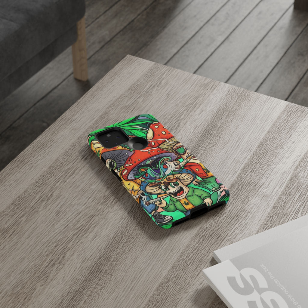 Vibrant Phone Case Featuring Funky Mushroom Art, Tough Cases, Trendy Accessories, Unique Gifts, Eclectic Style, Phone Protection Printify