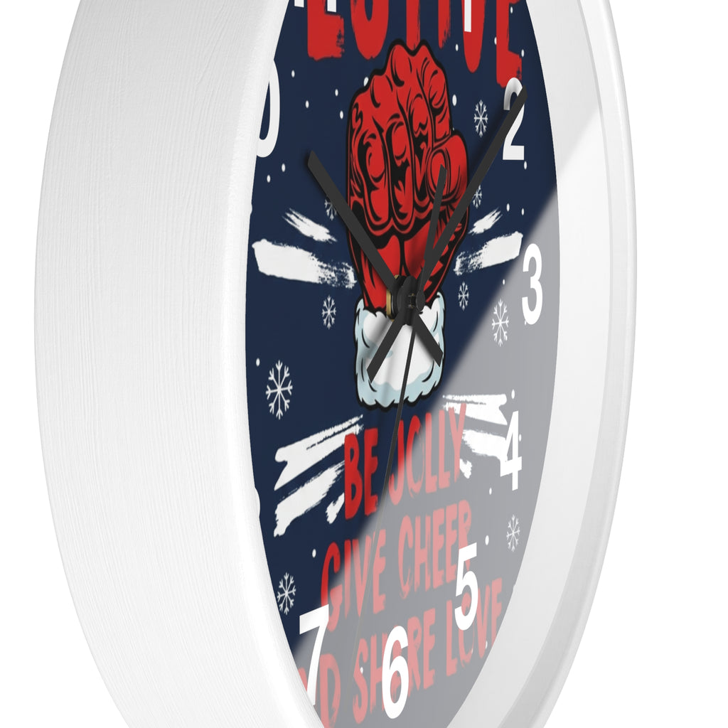 Festive Holiday Wall Clock — "Be Jolly, Give Cheer and Share Love"