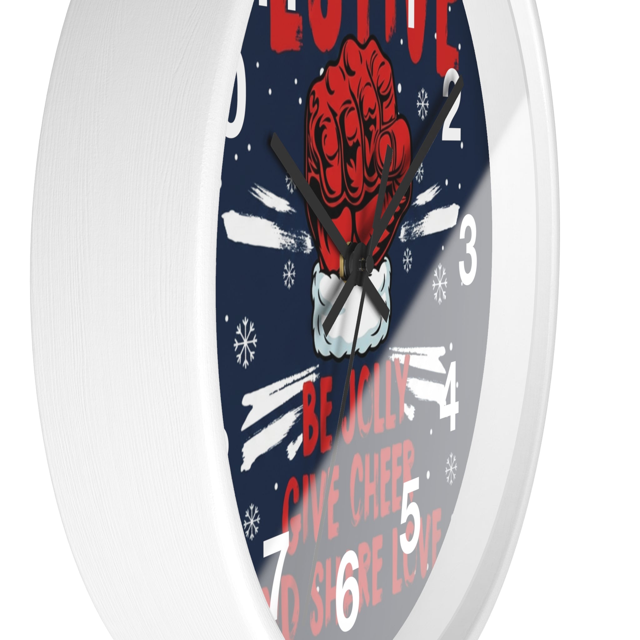 Festive Holiday Wall Clock — "Be Jolly, Give Cheer and Share Love"