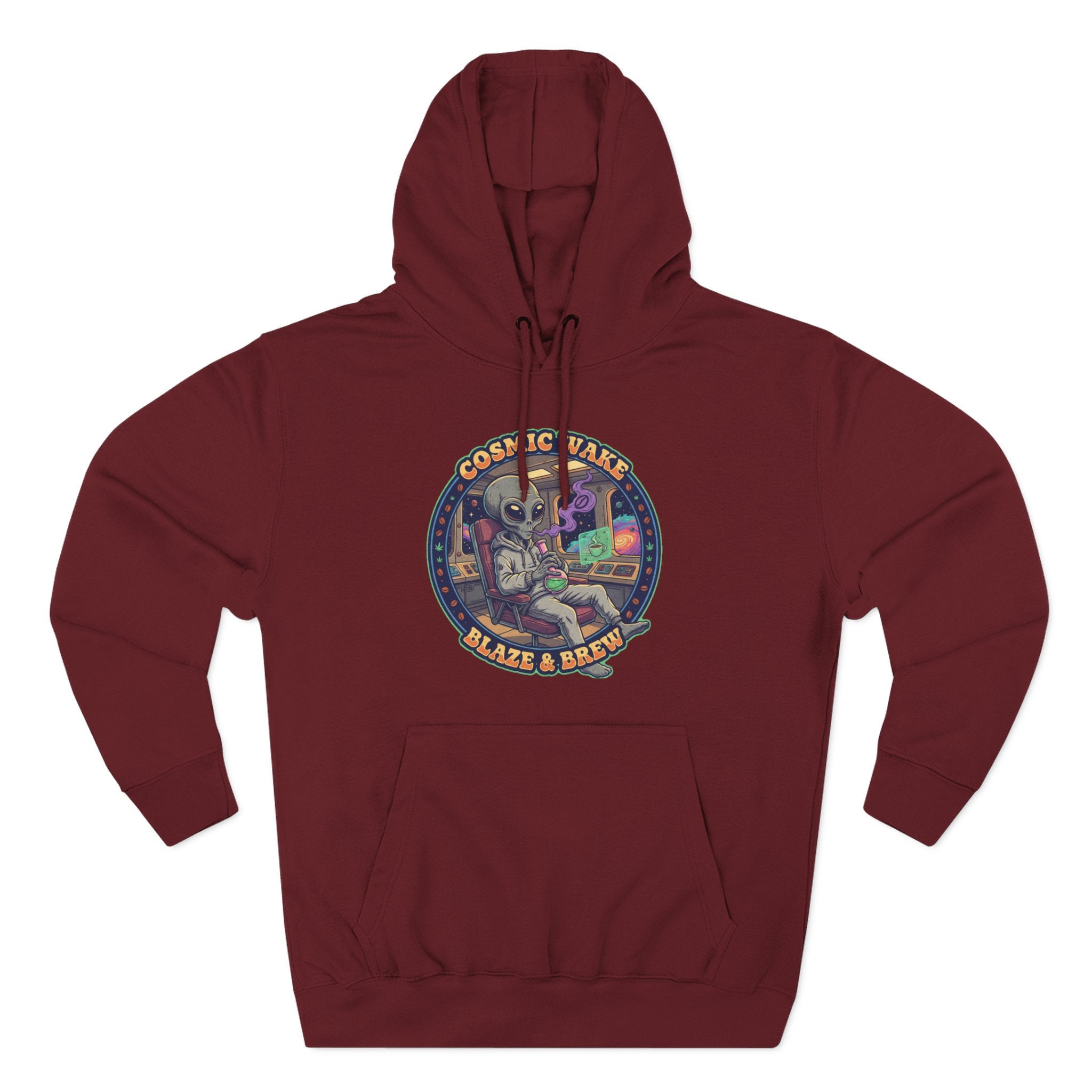 Cosmic Vape 'Blaze & Brew' Graphic Hoodie – Retro Space Vaporwave Pullover
