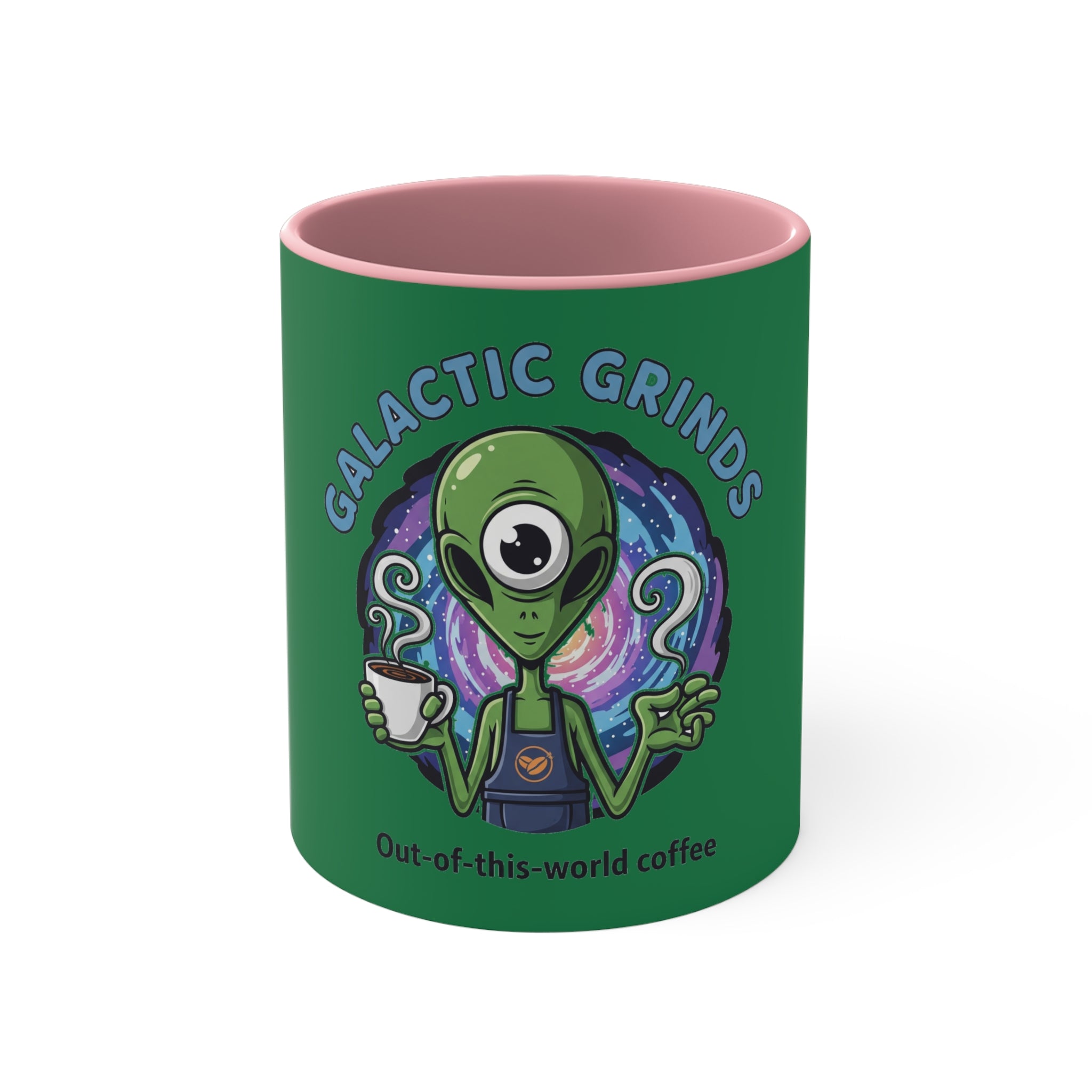 Galactic Grinds Alien Accent Mug - Fun Coffee Mug, Space Lover Gift, Unique Kitchen Decor, Whimsical Alien Design, Out-of-this-world Coffee☕️