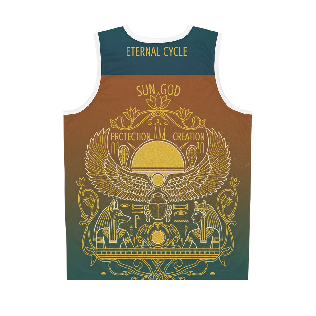 Egyptian Sun God Basketball Jersey — 'Sun God: Protection & Creation' All-Over Print Printify