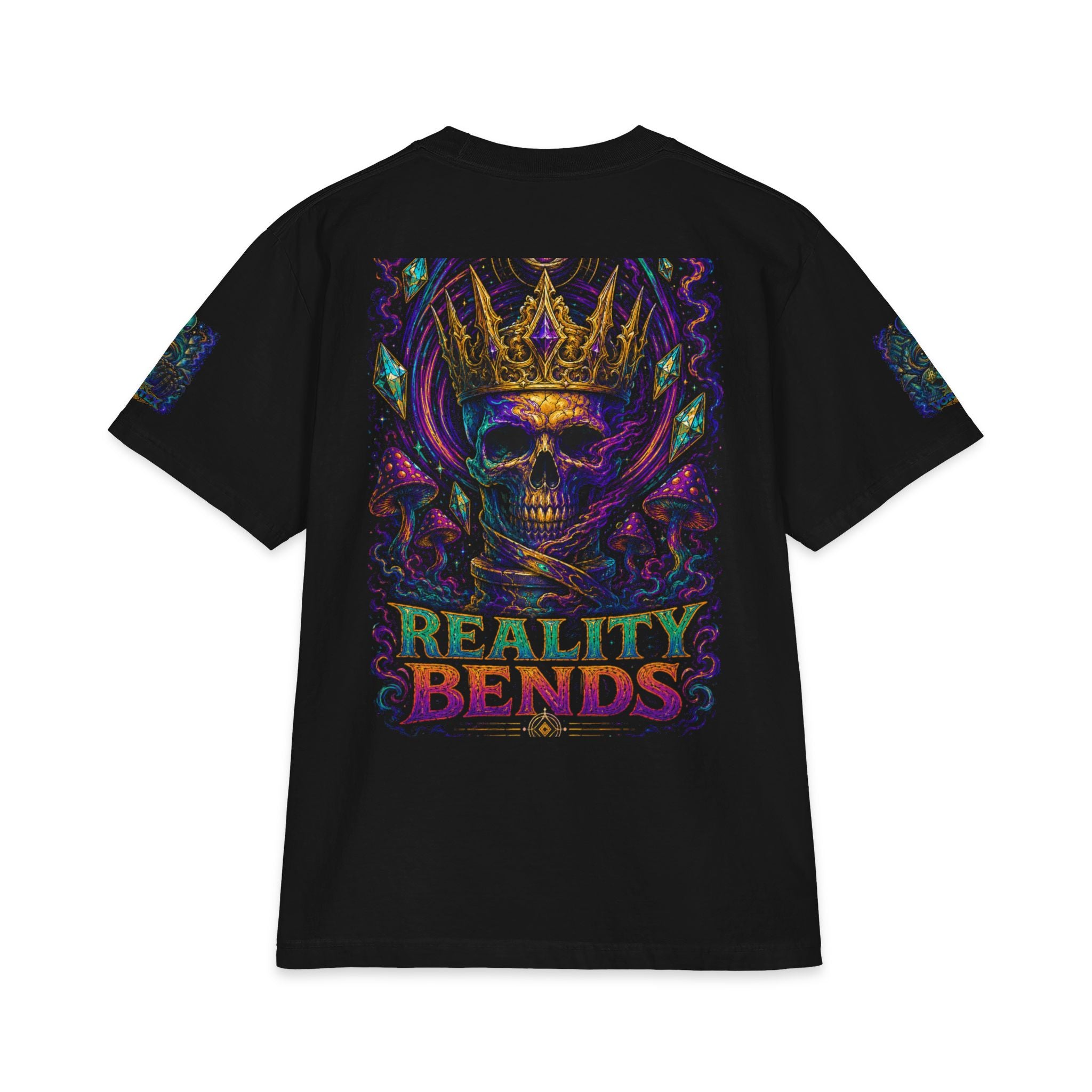 Psychedelic "Reality Bends" Graphic T-Shirt — Alien Eye & Crown Skull Tee
