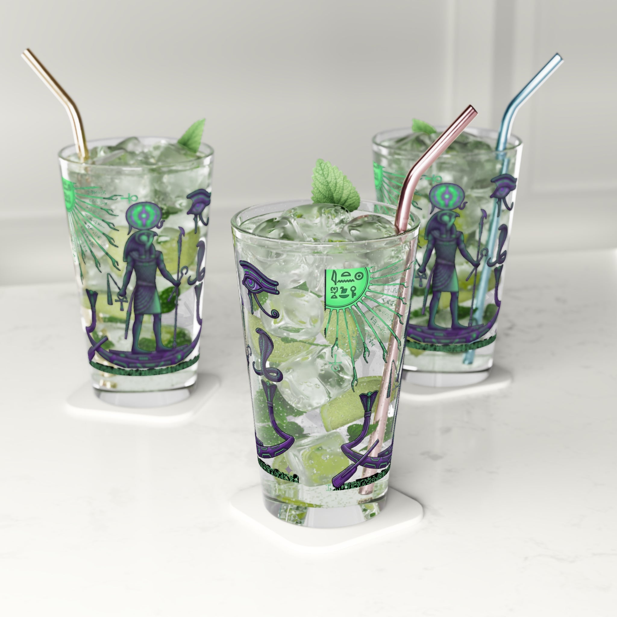 Neon Anubis Pint Glass
