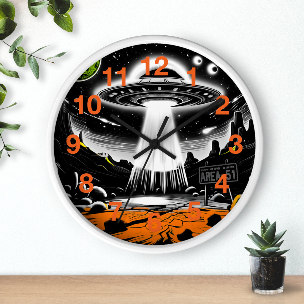 Alien Encounter Wall Clock, Unique Home Decor for Space Lovers, Retro Area 51 Theme, Perfect Gift for Sci-Fi Fans