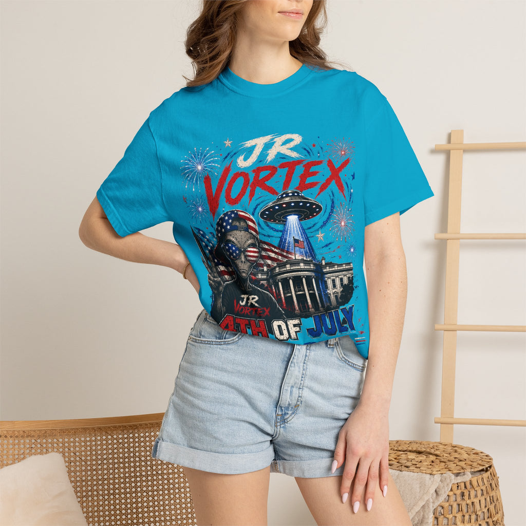 JR Vortex 4th of July UFO Tee — Cosmic Patriot Graphic