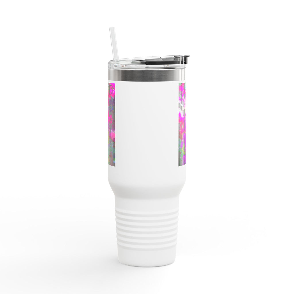 40oz Travel Mug — Neon 'Super Girl' Retro Comic Design