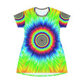 Tie-Dye Sunburst Mini Dress – Psychedelic Rainbow AOP T-Shirt Dress