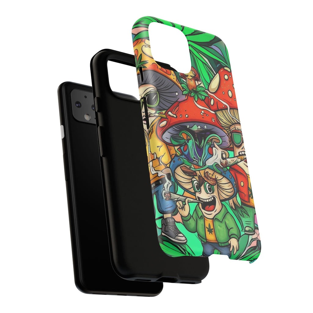 Vibrant Phone Case Featuring Funky Mushroom Art, Tough Cases, Trendy Accessories, Unique Gifts, Eclectic Style, Phone Protection Printify