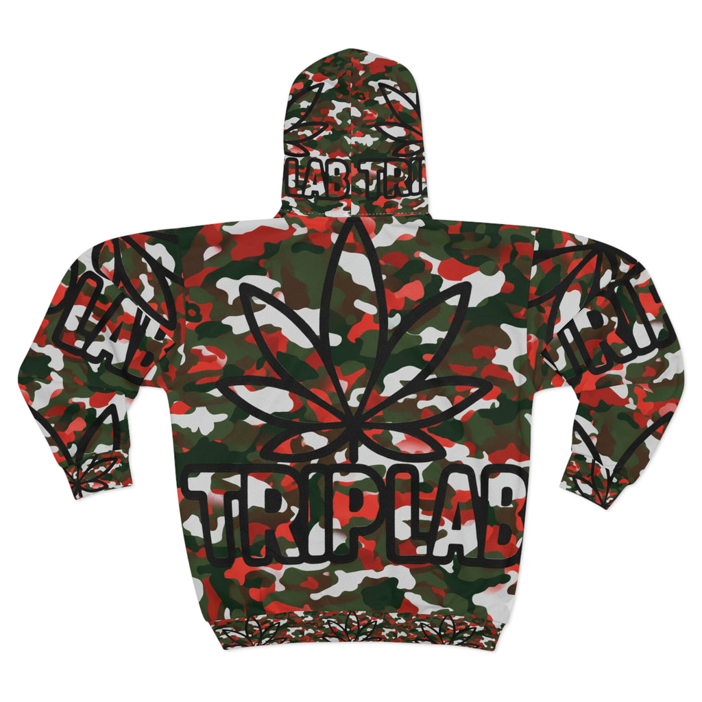 Camouflage 'Trip Plant' Zip Hoodie — All-Over Print Cannabis Leaf Jacket