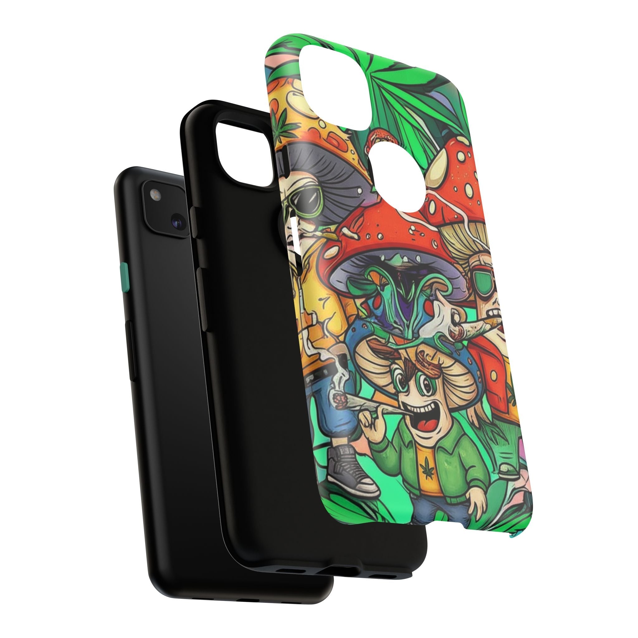 Vibrant Phone Case Featuring Funky Mushroom Art, Tough Cases, Trendy Accessories, Unique Gifts, Eclectic Style, Phone Protection Printify