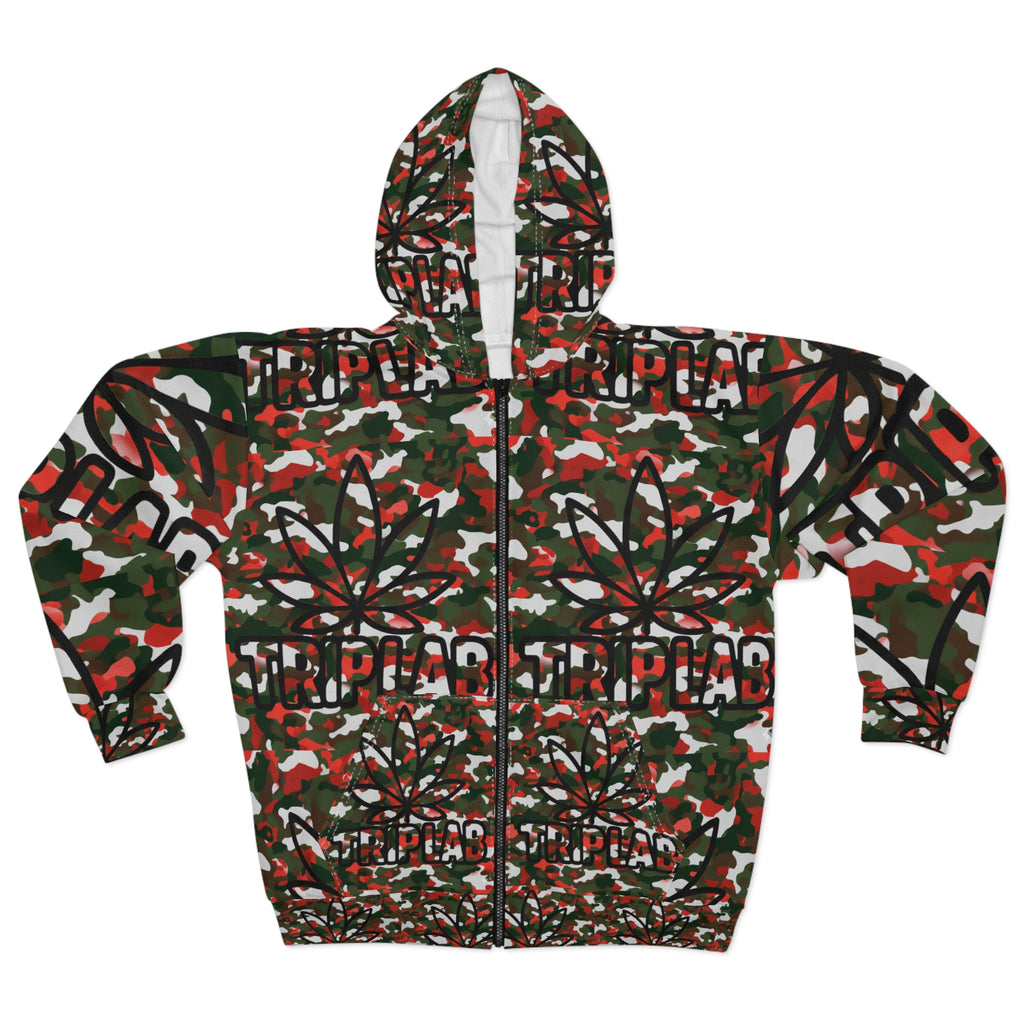 Camouflage 'Trip Plant' Zip Hoodie — All-Over Print Cannabis Leaf Jacket