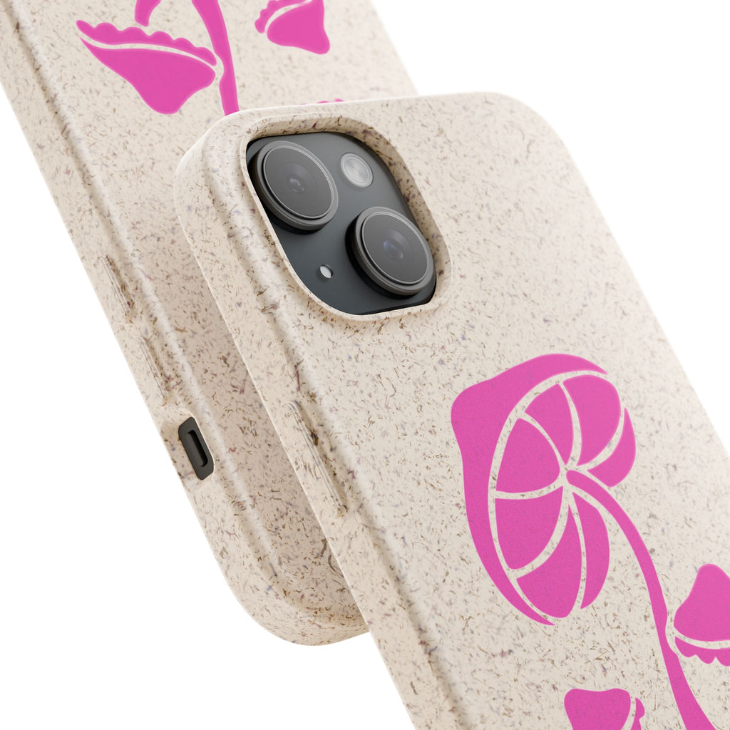 Eco-Friendly Phone Case with Pink Mushroom Design, Biodegradable Phone Cover, Sustainable Gift for Nature Lovers, Earth Day Gift, Cute Phone