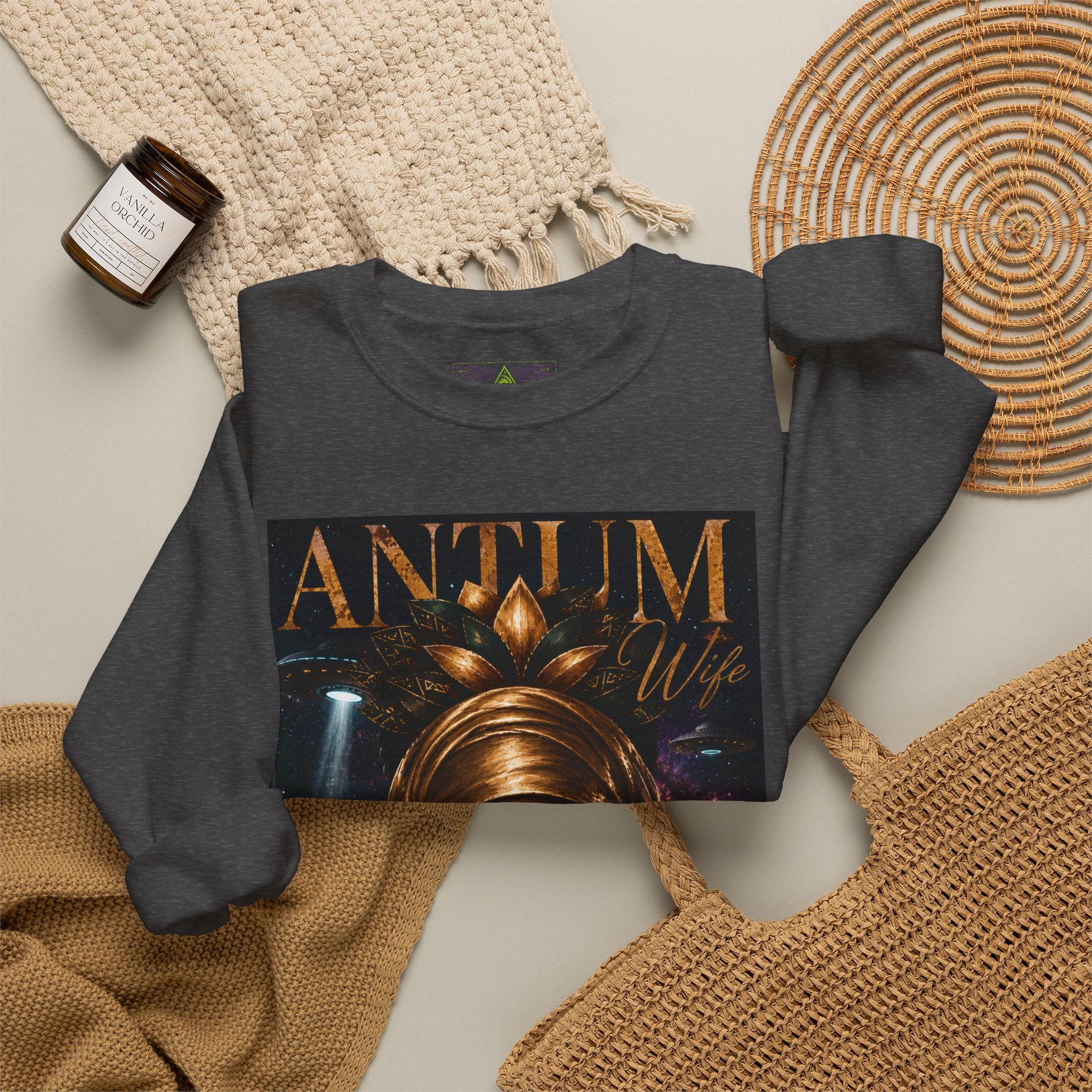 Crewneck Sweatshirt — 'Anitum' Afrocentric Goddess Portrait Crewneck